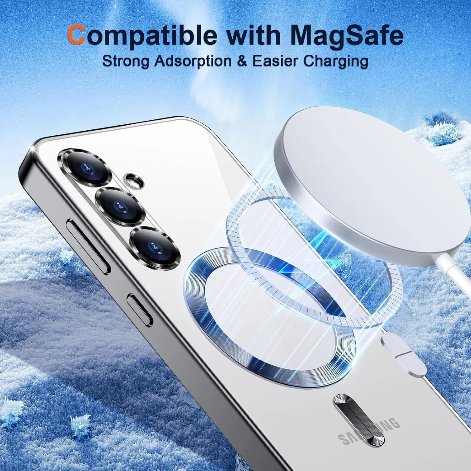 DL3 Mobilak Clear MagSafe-Compatible TPU Case and Camera Lens Protector for Samsung Galaxy A36 5G - Black