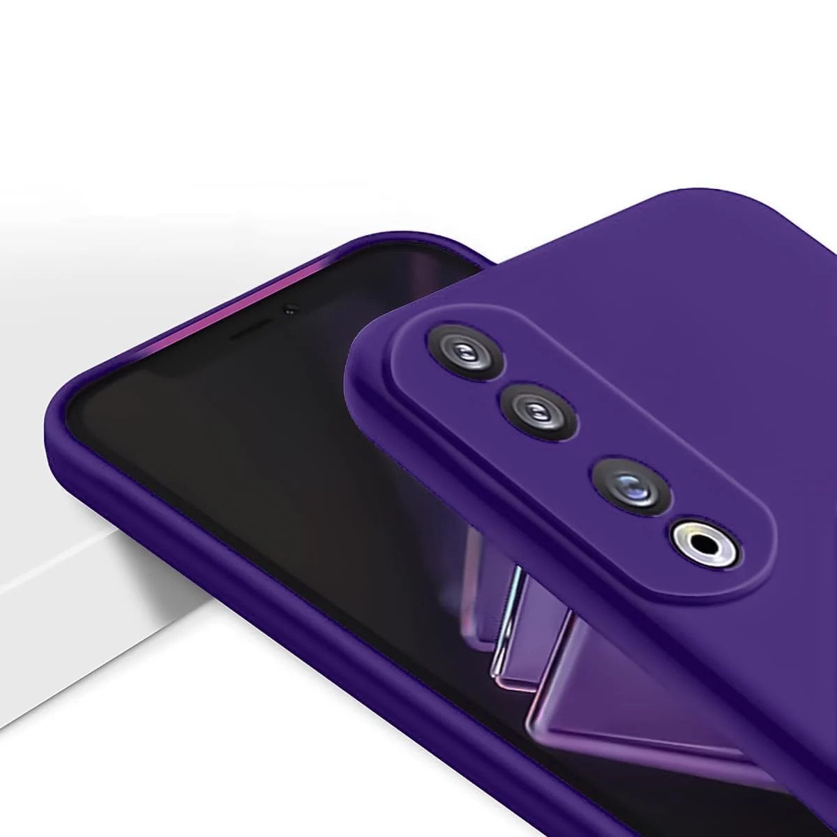 DL3 Mobilak Silicone Protective Case for Honor 90, Shock-absorbing protection, Scratch-resistant surface, Soft microfiber lining - Purple