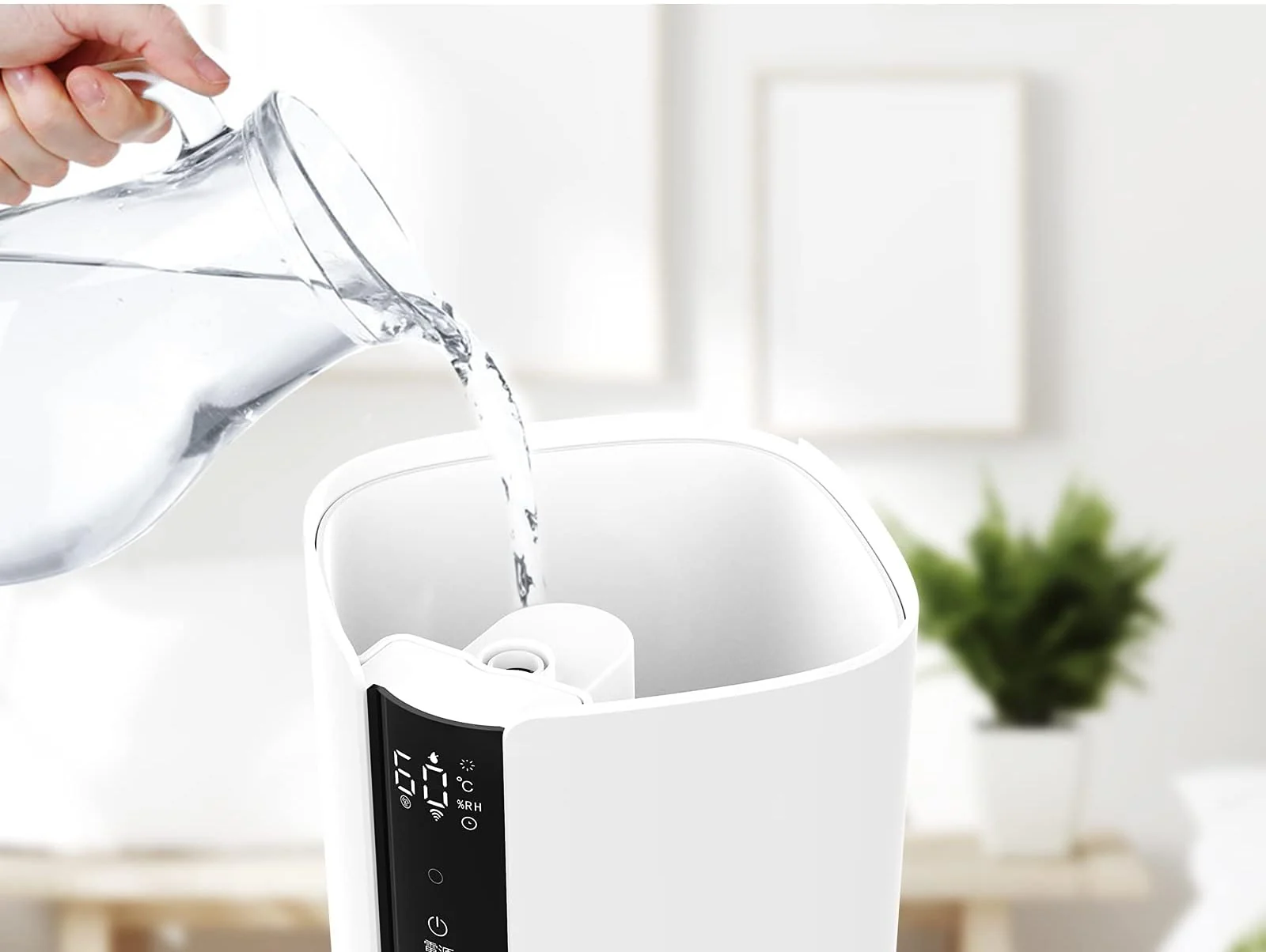 Mobigon Humidifiers for Bedroom Large Room - 8L Air Humidifier Large Room with Essential Oil Diffuser, Top Fill Cool Mist Humidifier for Home Bedroom Baby Nursery Whole House Office Plant - White Black