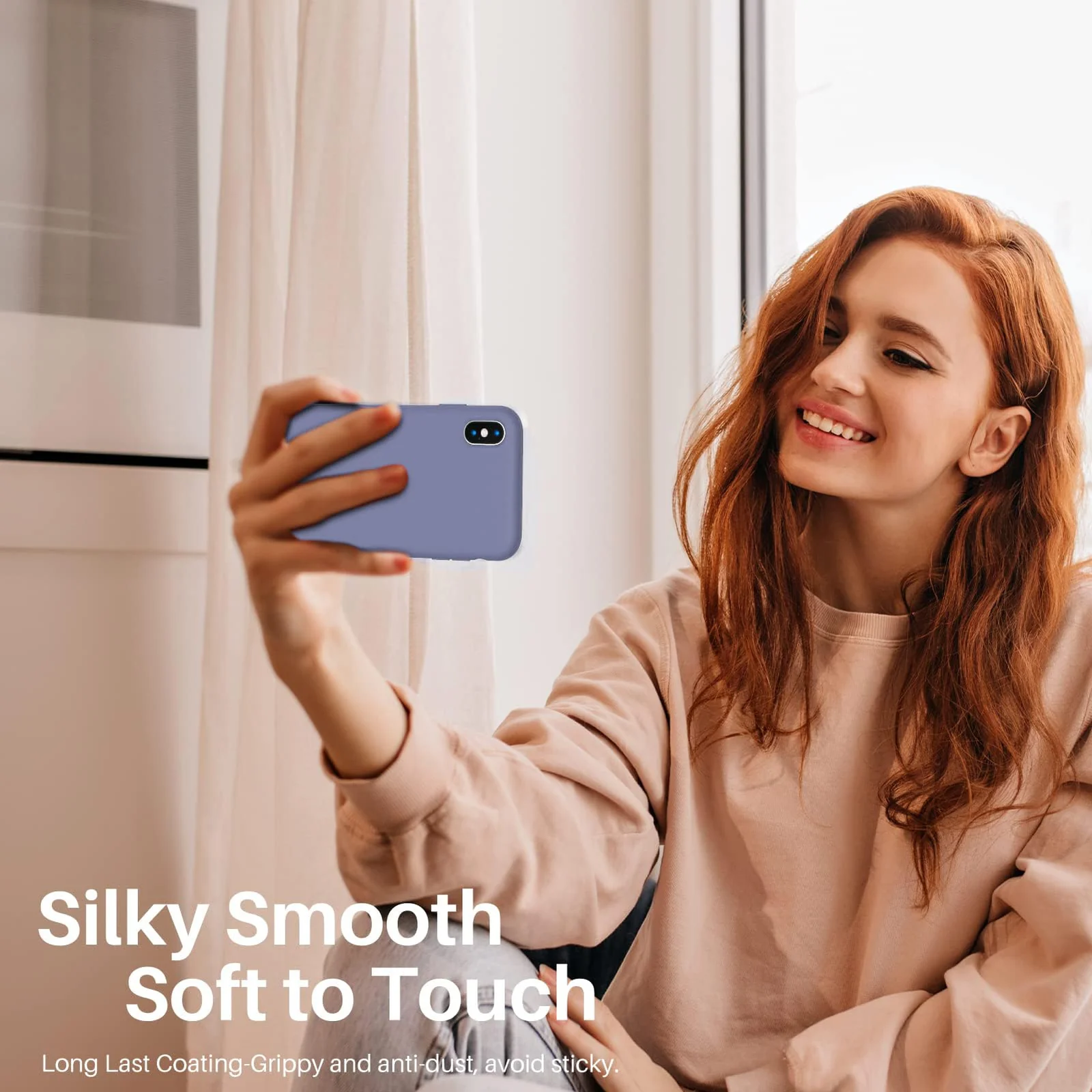 DL3 Mobilak Liquid Silicone Protective Case for iPhone X / iPhone XS with Camera Protection and Microfiber Lining - Lavender Grey