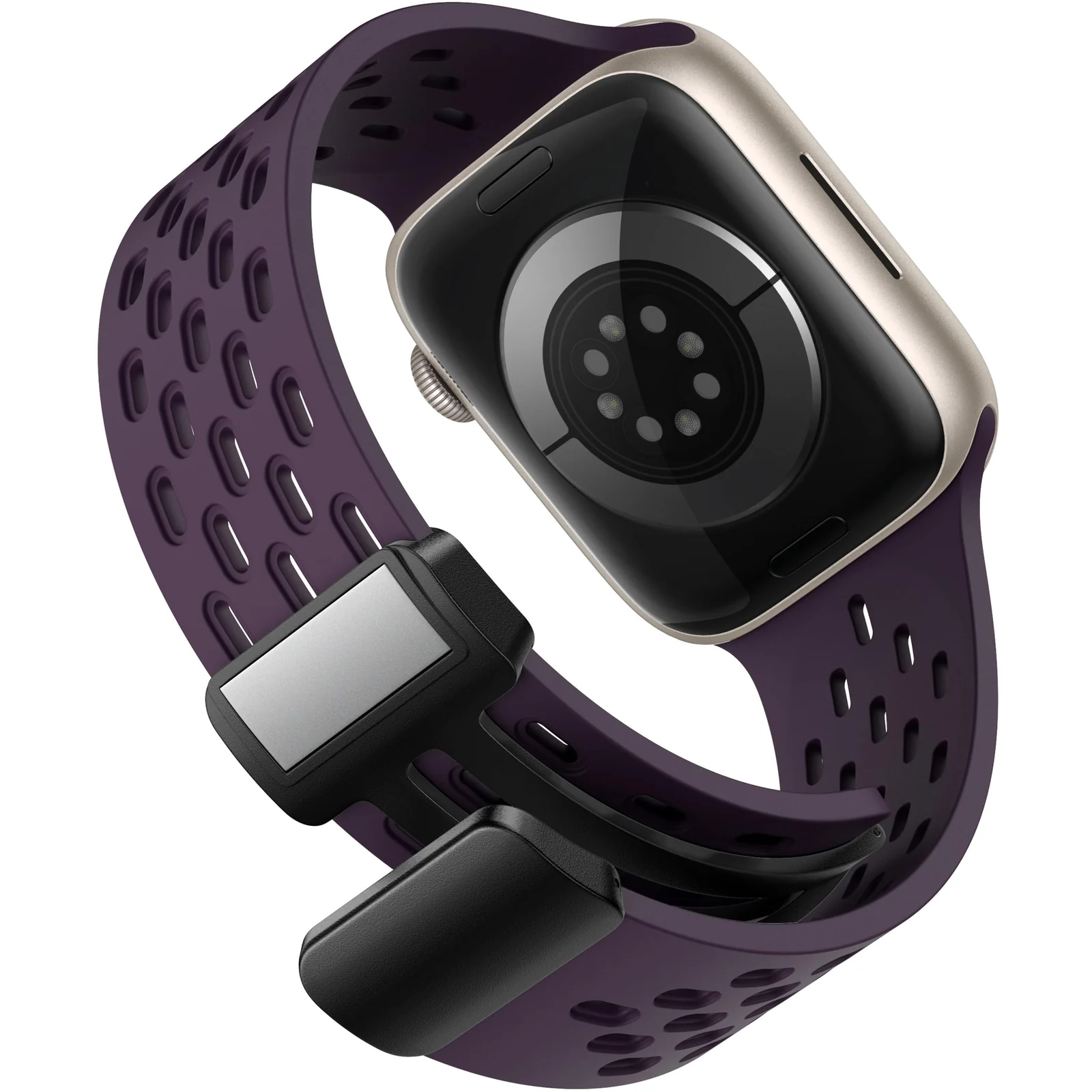 DL3 Mobilak Magnetic Bands for Apple Watch Band 49mm 46mm 45mm 44mm 42mm, Soft Silicone Magnetic Buckle Breathable Sport Watch Strap for iWatch Ultra2 Ultra SE SE2 Series 10 9 8 7 6 5 4 3 2 1 - Deep Purple