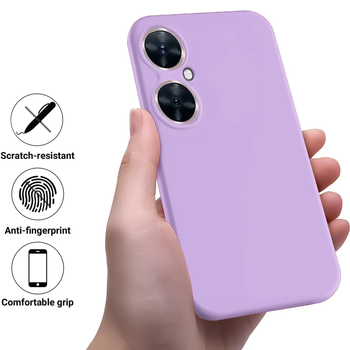 DL3 Mobilak Soft Silicone Protective Case for Huawei nova 11i with Microfiber Lining and Shockproof Design - Light Purple