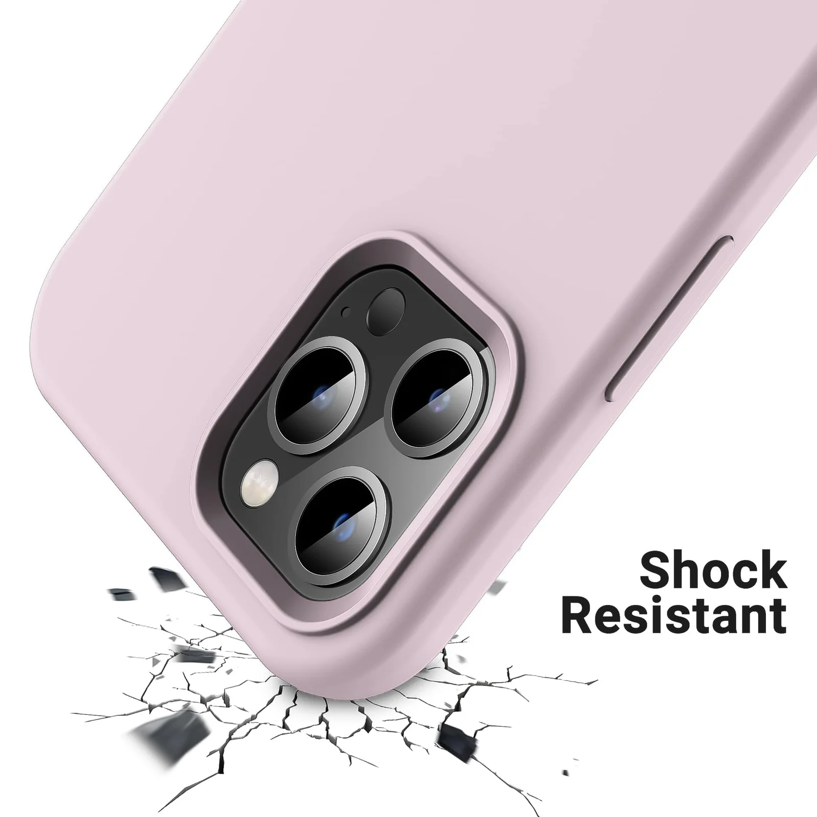 "DL3 Mobilak Compatible with iPhone 15 Pro Max Case 6.7"", Slim Liquid Silicone 3 Layers Soft Gel Rubber Shockproof Protective Phone Case with Anti-Scratch Microfiber Lining - A. pink Sand"