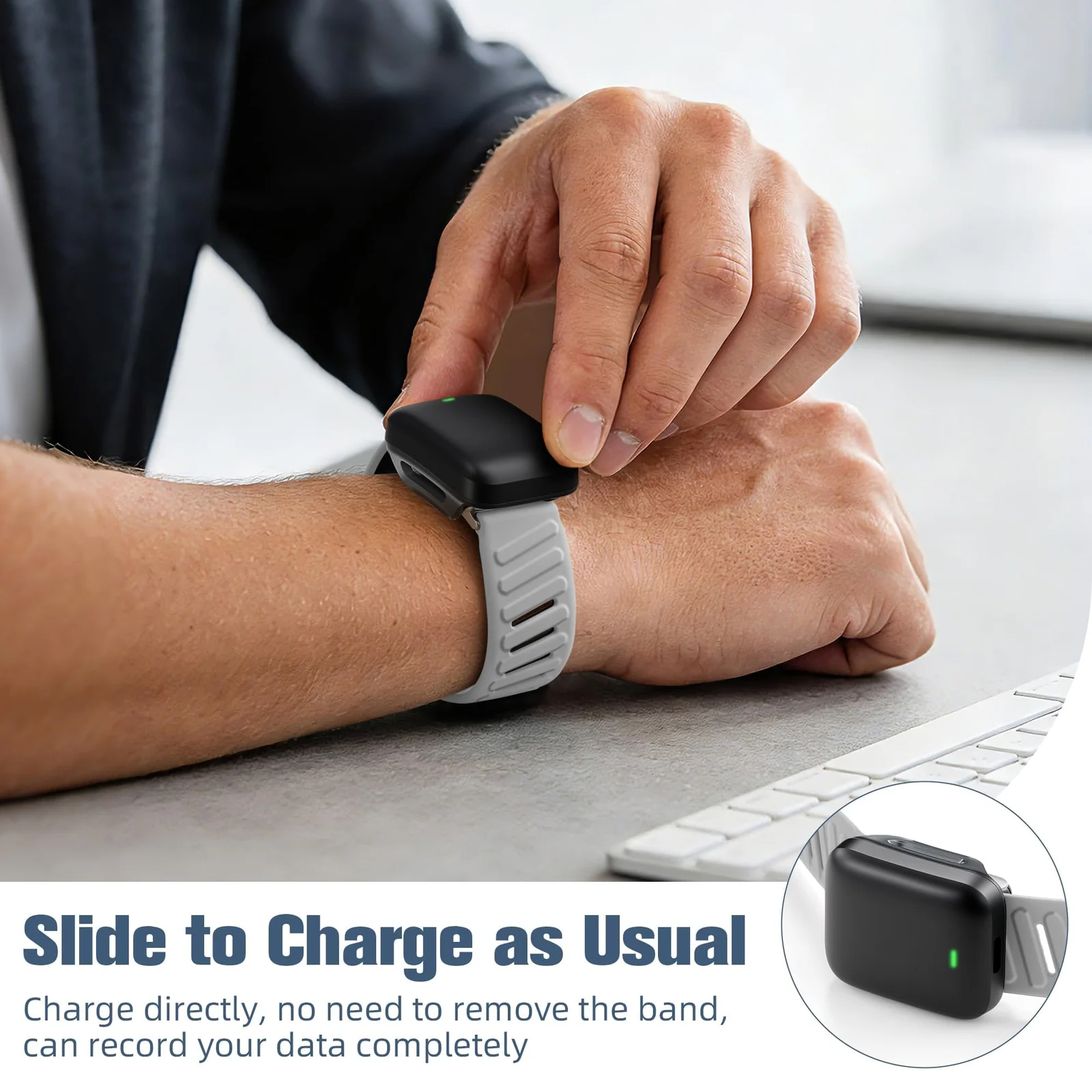 MOBIGON Breathable Silicone Sport Strap for WHOOP 5.0 One / Peak (Not Life), Gray / Black