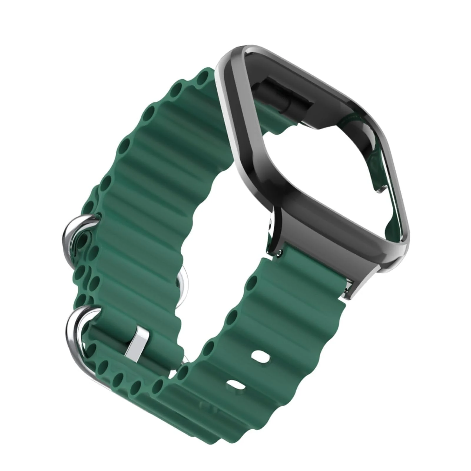 DL3 Mobilak Ocean Strap Compatible with Xiaomi Redmi Watch 2 Lite/Poco Watch/Horloge 2, Adjustable Silicone Strap with Metal Buckle, Band With Frame Metal Women Men Replacement Strap - Green