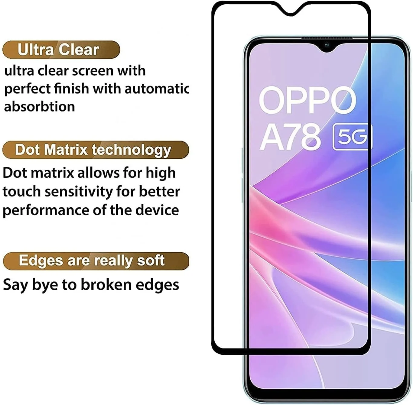 DL3 Mobilak 5D Full Glass Screen Protector For OPPO A78 5G / OPPO A58 5G / OPPO A58X Black Frame - Clear