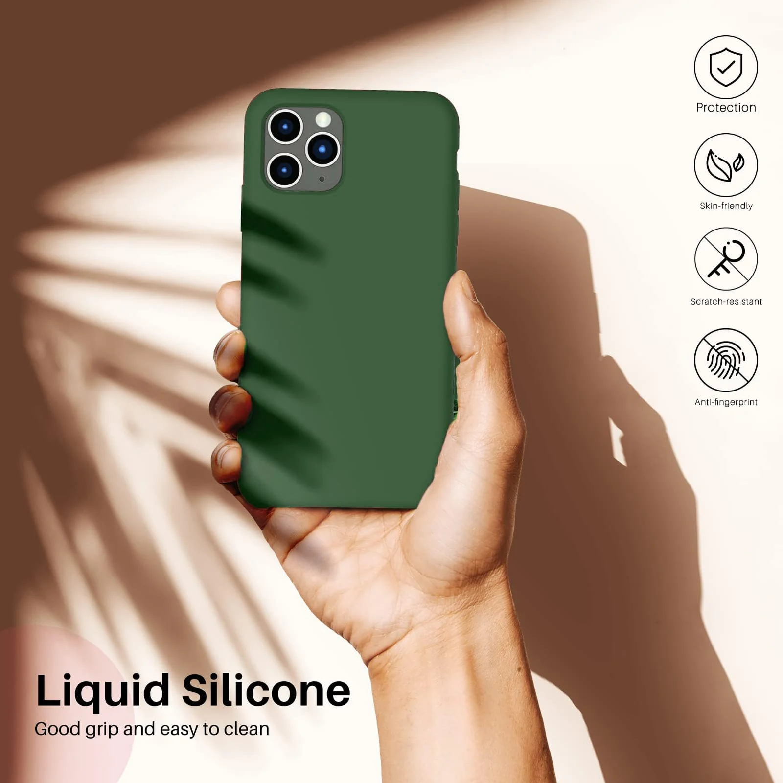 DL3 Mobilak Liquid Silicone Protective Case for iPhone 11 Pro (5.8 Inch) with Camera Protection and Microfiber Lining - A Green