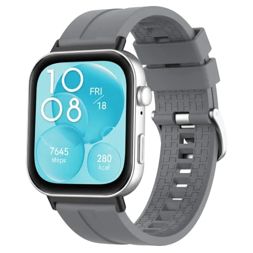 MOBIGON Soft TPU Silicone Sport Strap for Huawei Watch Fit 3 / 4 / 4 Pro / 5 / 5 Pro, Dark Gray