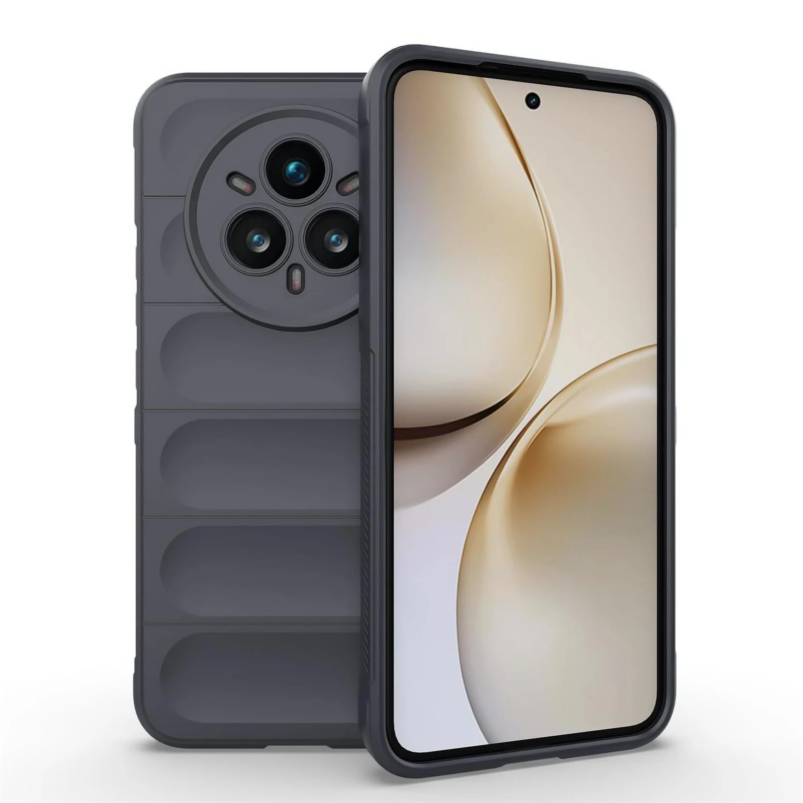 DL3 Mobilak Flexible Silicone and TPU Protective Case with Camera Protection for realme 14 Pro Plus 5G - Dark Gray