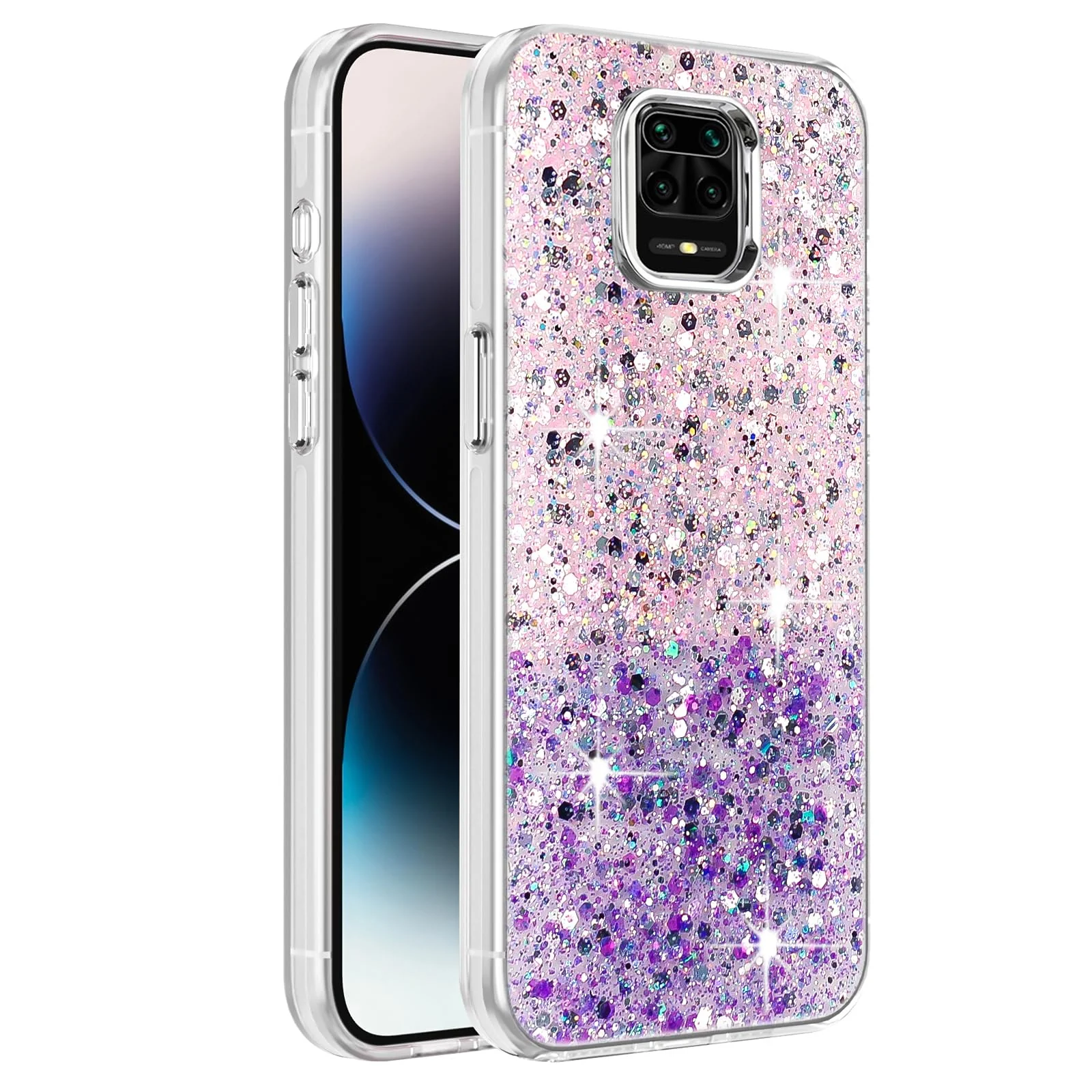 Xiaomi Mi Redmi Note 9S / Redmi Note9 Pro / Redmi Note 9 Pro Max — DL3 Mobilak Glitter Protective Case for Xiaomi Redmi Note 9S / Redmi Note 9 Pro / Redmi Note 9 Pro Max, Supports wireless charging, Camera protection, Shock-absorbing protection