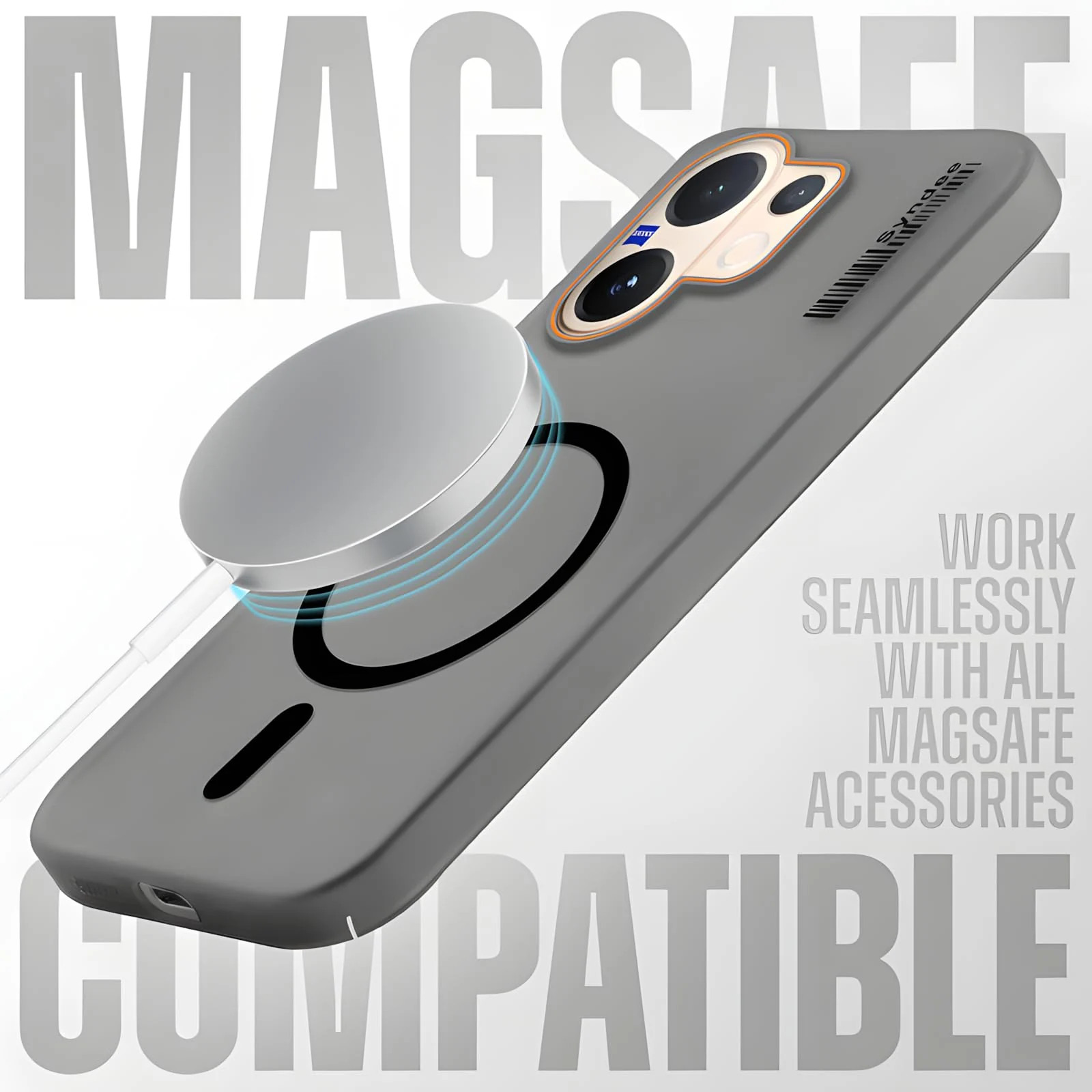 DL3 Mobilak Matte MagSafe-Compatible Magnetic Case for vivo V60 5G with Camera Protection and Ring Holder - Black