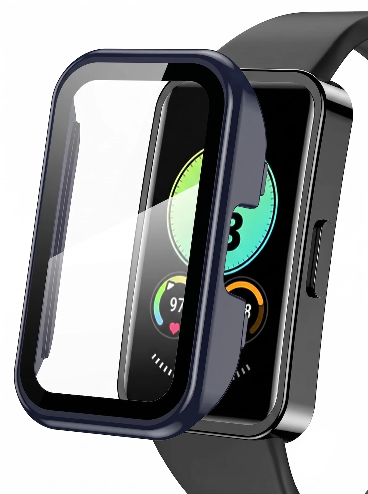 DL3 Mobilak Case with Screen Protector for Huawei Band 10, Bumper Full Coverage Hard PC Overall Protective Cover, Built-in Tempered Glass Film High Sensitivity For Huawei Band 10