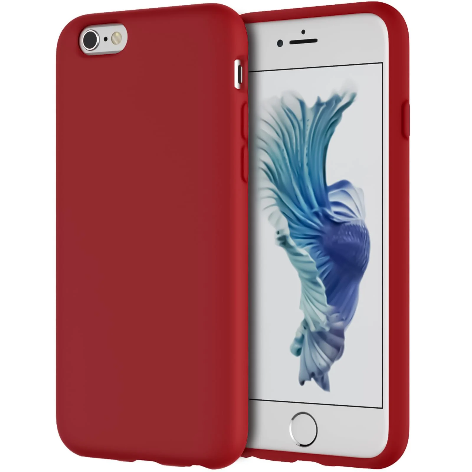 DL3 Mobilak Liquid Silicone Case for iPhone 6 / 6S, Shock-absorbing protection, Scratch-resistant surface, Soft microfiber lining - Dark Red