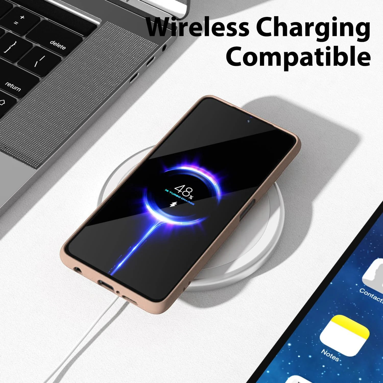 DL3 Mobilak Liquid Silicone Case for Xiaomi Poco X3 Pro / Poco X3 NFC / Poco X3, Not compatible with MagSafe, Supports wireless charging, Camera protection - Light Orange
