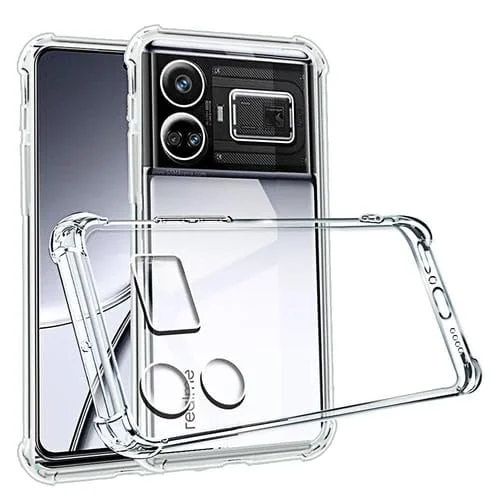 DL3 Mobilak Case Compatible with realme GT5 5G, Cover Silicone Transparen t TPU Gorilla Anti-shock Protector Camera Shockproof Corners - Clear