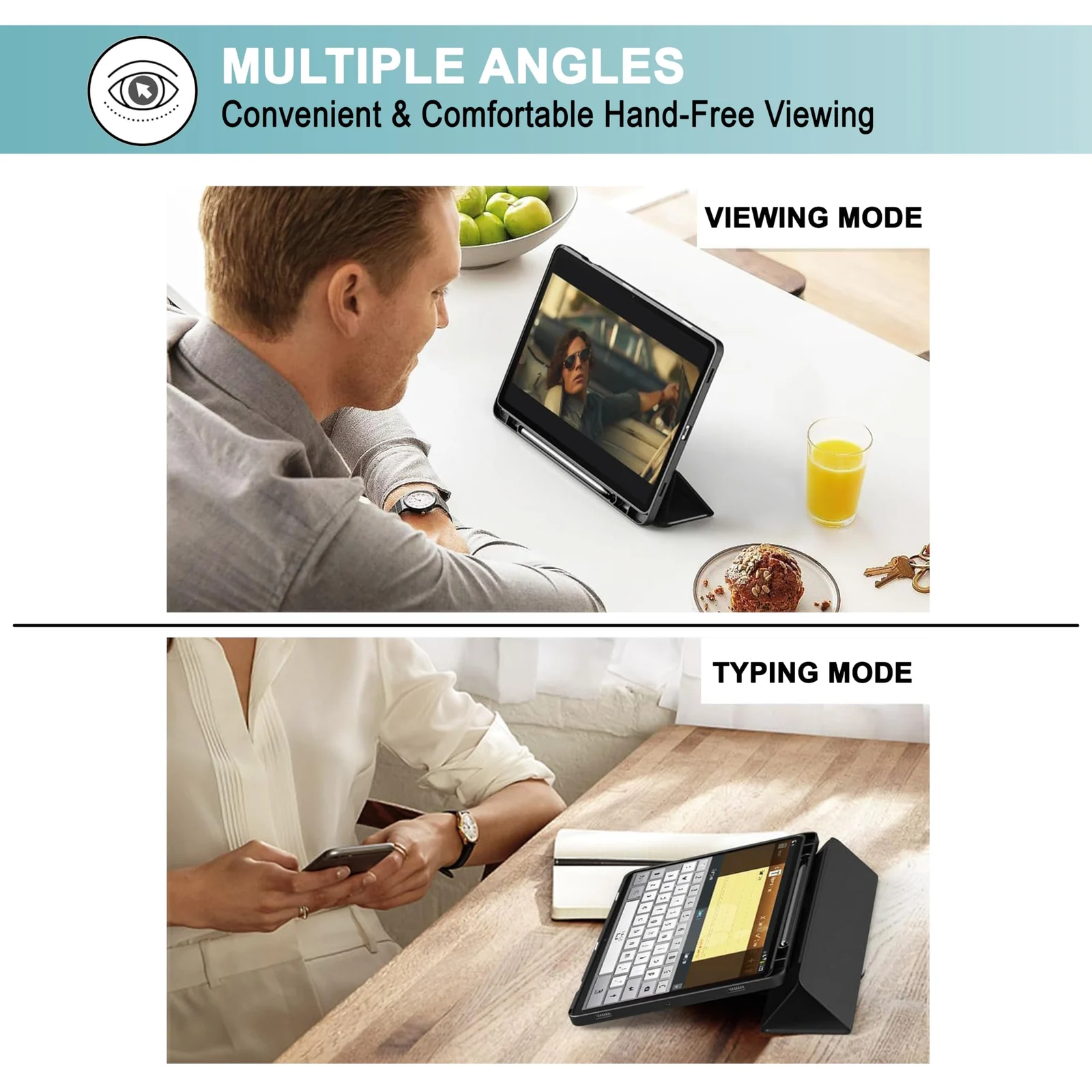 "DL3 Mobilak Lenovo Tab M11/Tab K11 LTE 11"" 2024 TB330FU Tablet Cover Case with Pencil Holder, Soft TPU Back Trifold Stand Protective Smart Cover Flip, Auto Wake&Sleep - Black"