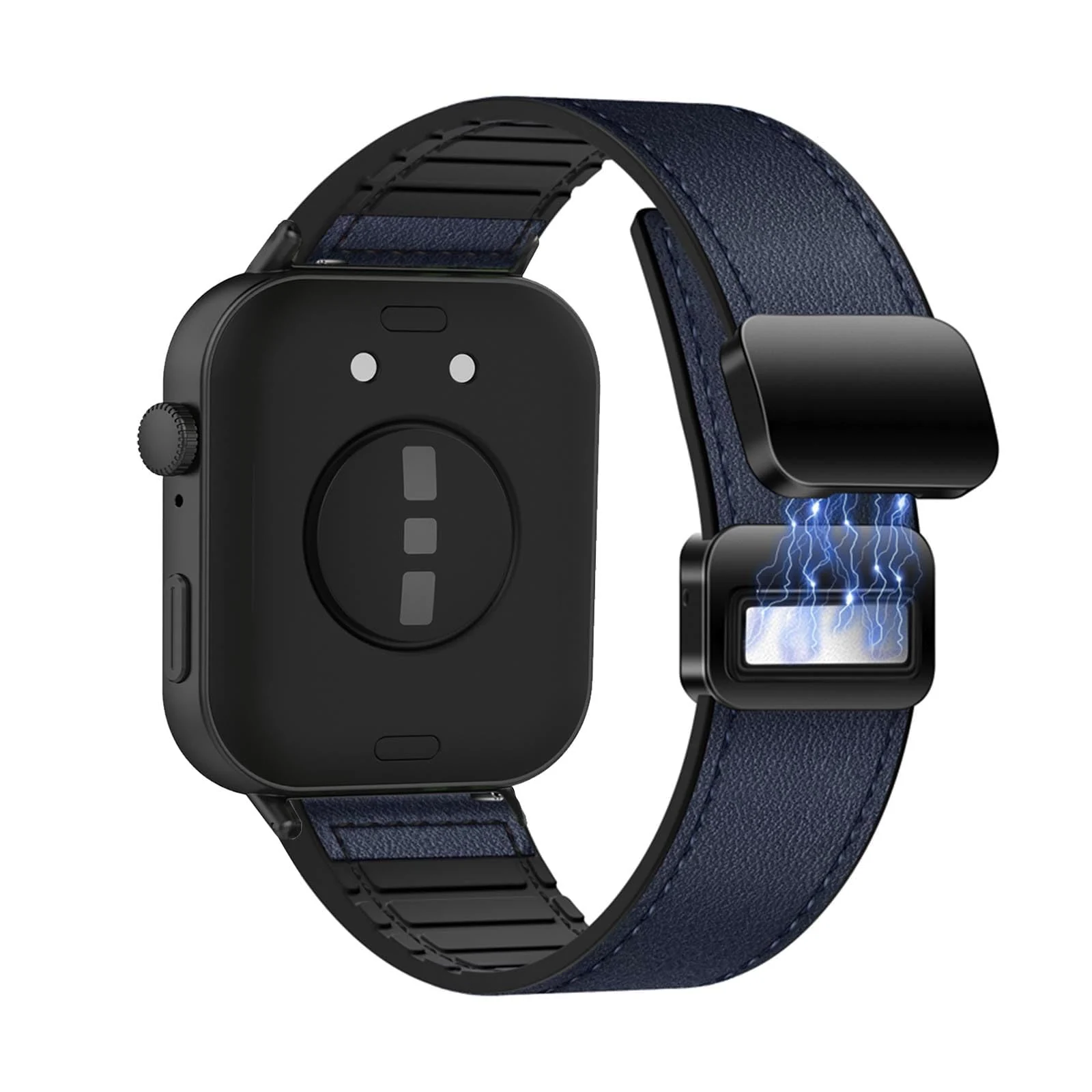 DL3 Mobilak Compatible with Huawei Watch Fit 5 / Fit 5 Pro / Fit4 / 4 Pro/Fit 3 Strap for Women Men, Soft Flexible Leather Silicone Hybrid Sport Wristband Magnetic Buckle Bracelet Replacement Strap - Blue