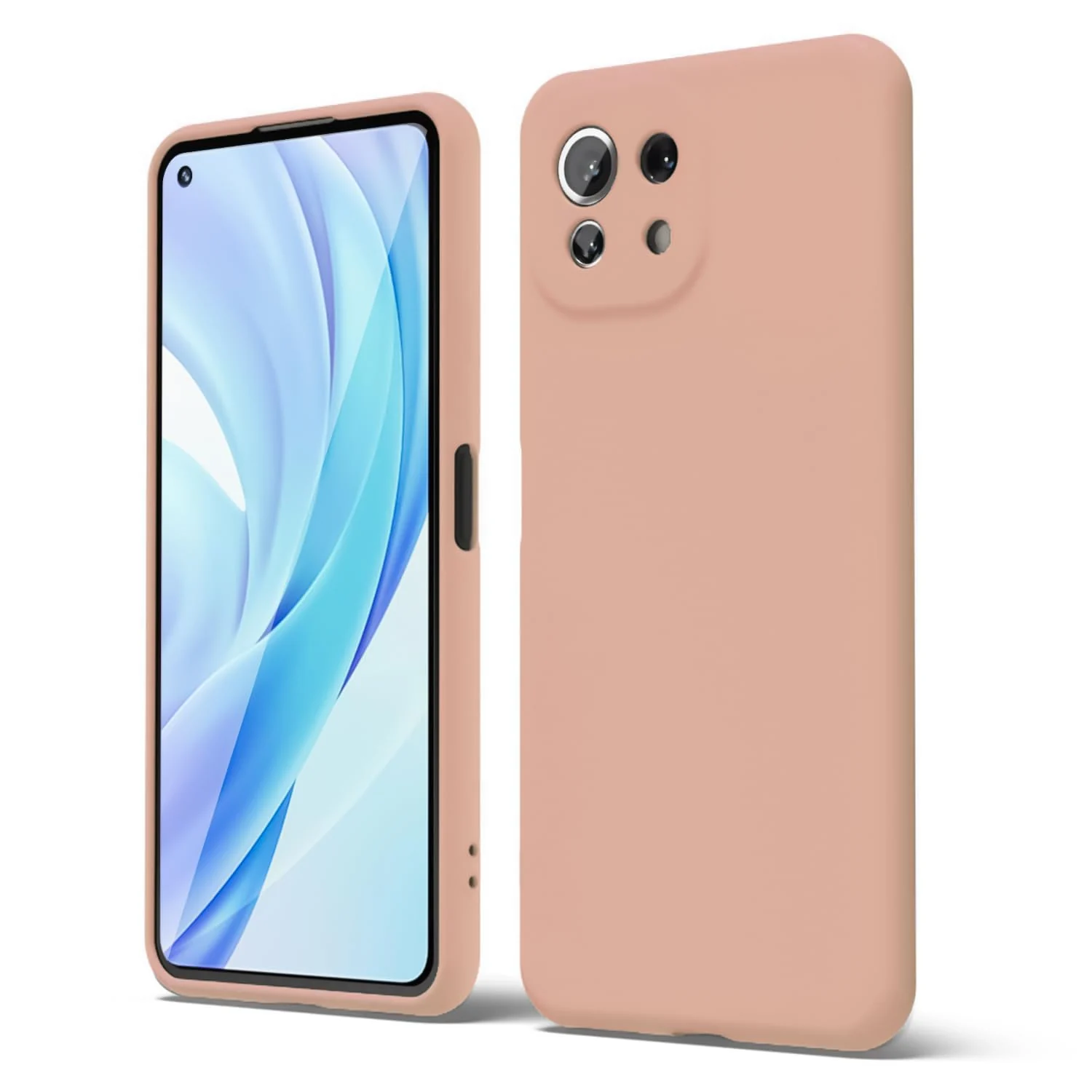 DL3 Mobilak Liquid Silicone Protective Case with Soft Microfiber Lining with Full Camera Protection for Xiaomi Mi 11 Lite 4G / 5G & Mi11 Lite 5G NE - Light Orange