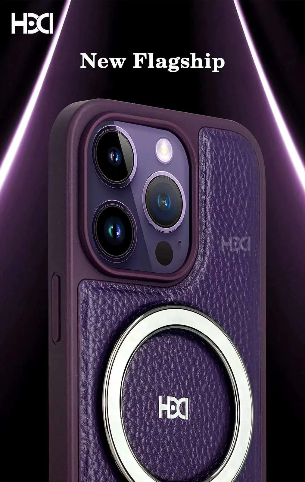 DL3 Mobilak Case Magnetic For Apple iPhone 11 Pro Max (6.5 Inch) [Compatible with MagSafe] with Stand, [Military Grade Drop Protection] Shockproof Leather Back Slim Protective Phone Case - Purple