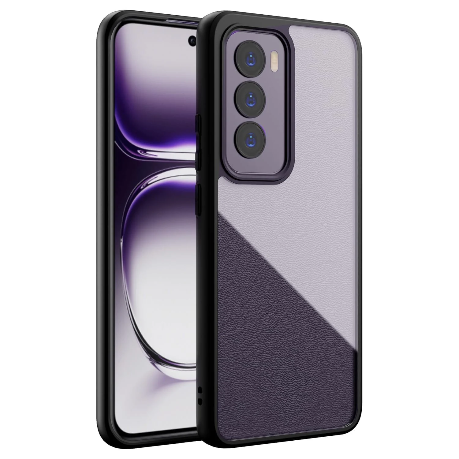 DL3 Mobilak Clear PC and TPU Protective Case for OPPO Reno 12 Pro 5G with Camera Protection and Military-Grade Protection - Black