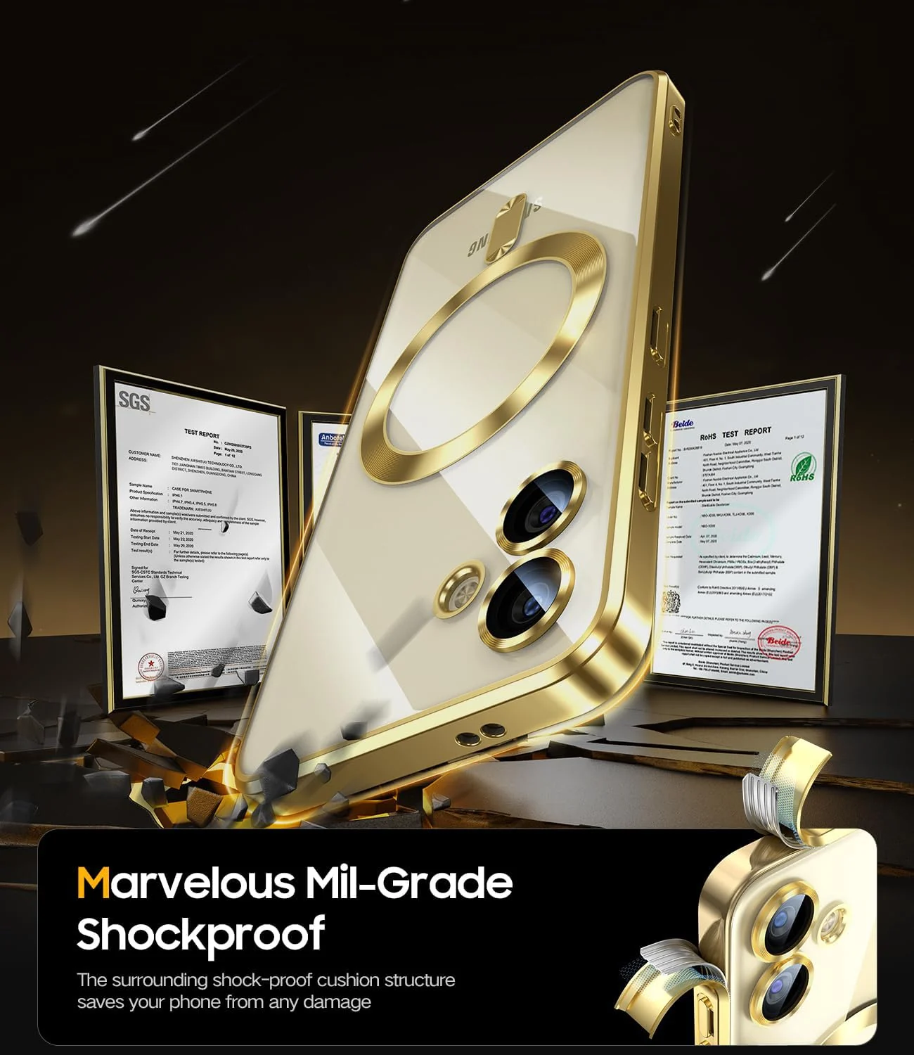 DL3 Mobilak Clear MagSafe-Compatible TPU Case and Camera Lens Protector for Samsung Galaxy A06 - Gold