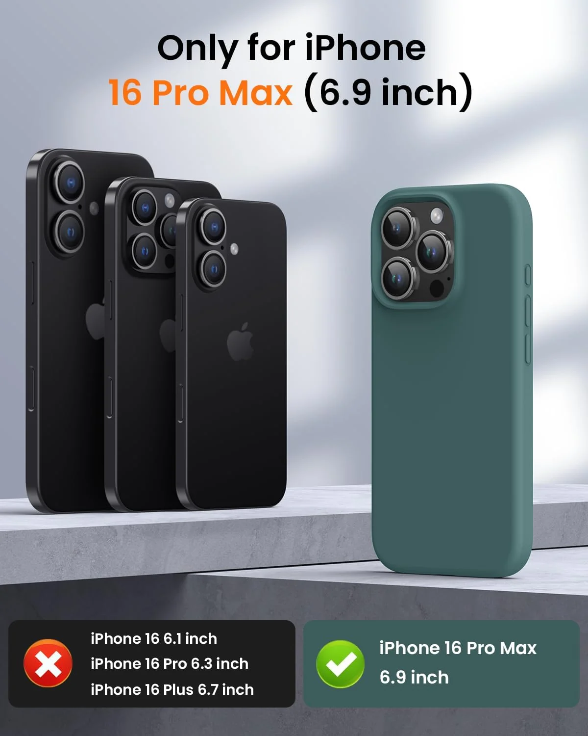 DL3 Mobilak Liquid Silicone Protective Case with Soft Microfiber Lining for iPhone 16 Pro Max - Pine Green