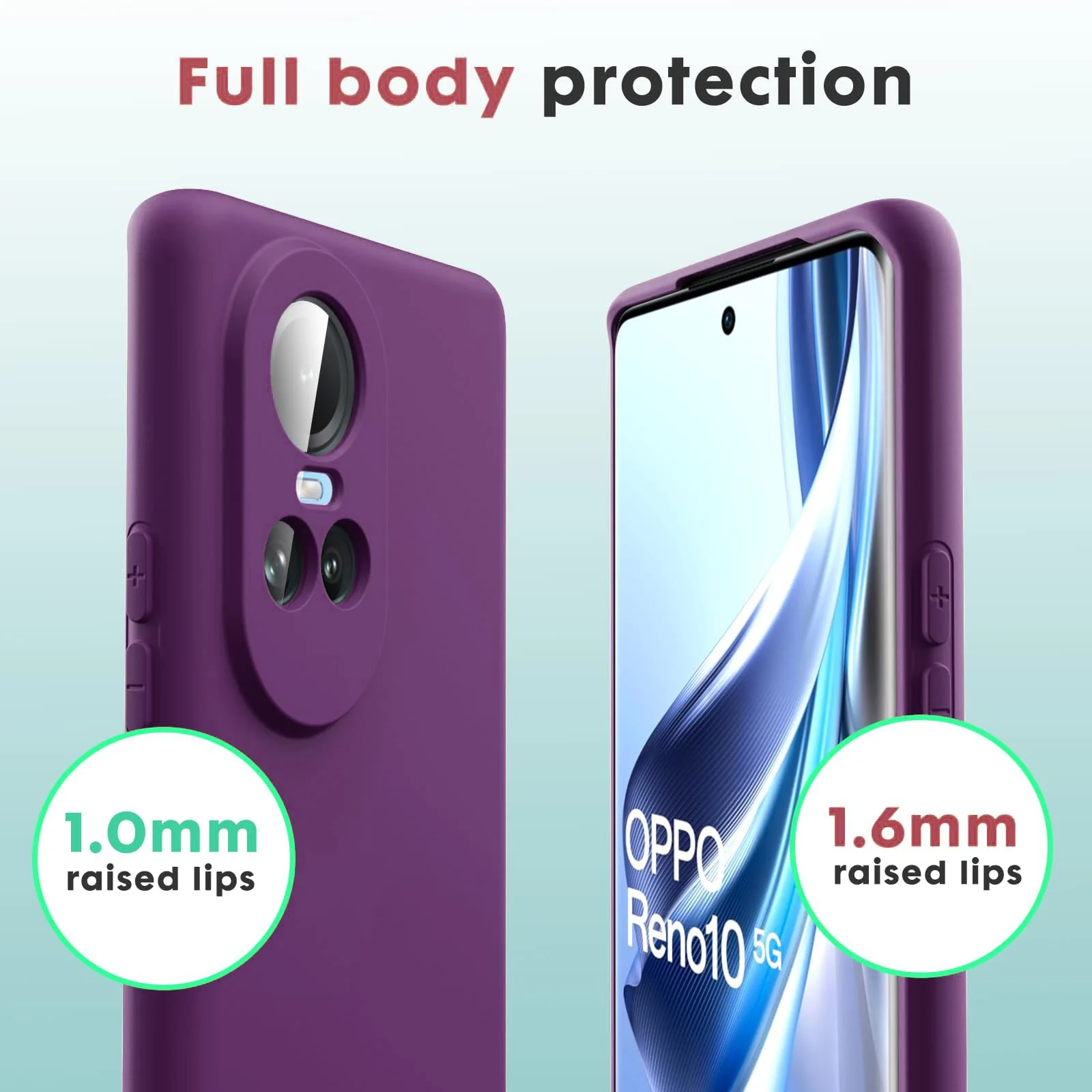 DL3 Mobilak Liquid Silicone Protective Case with Soft Microfiber Lining with Full Camera Protection for OPPO Reno 10 5G / OPPO Reno 10 Pro 5G - Violet
