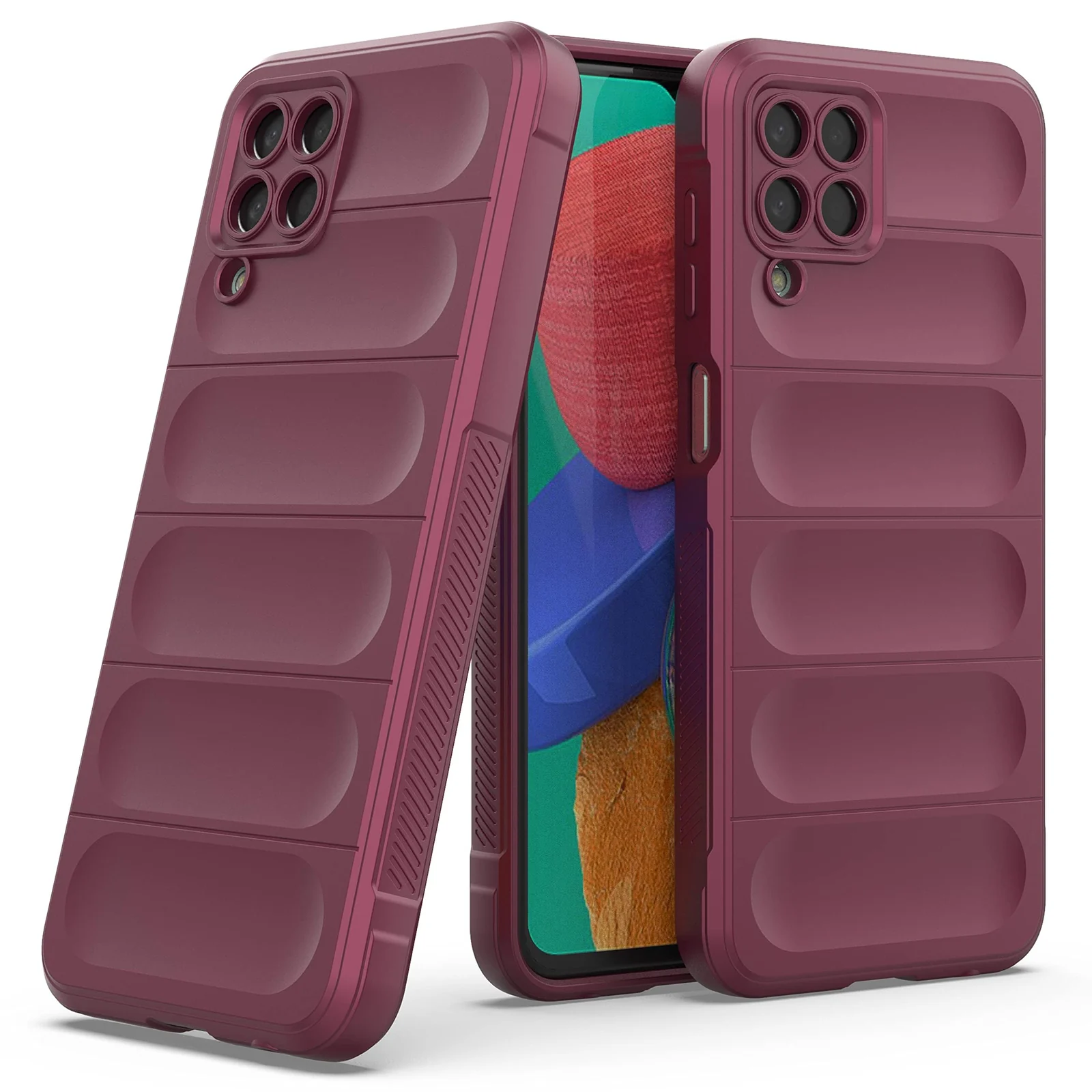 DL3 Mobilak Flexible Silicone and TPU Protective Case with Camera Protection for Samsung Galaxy M33 5G - Wine Red