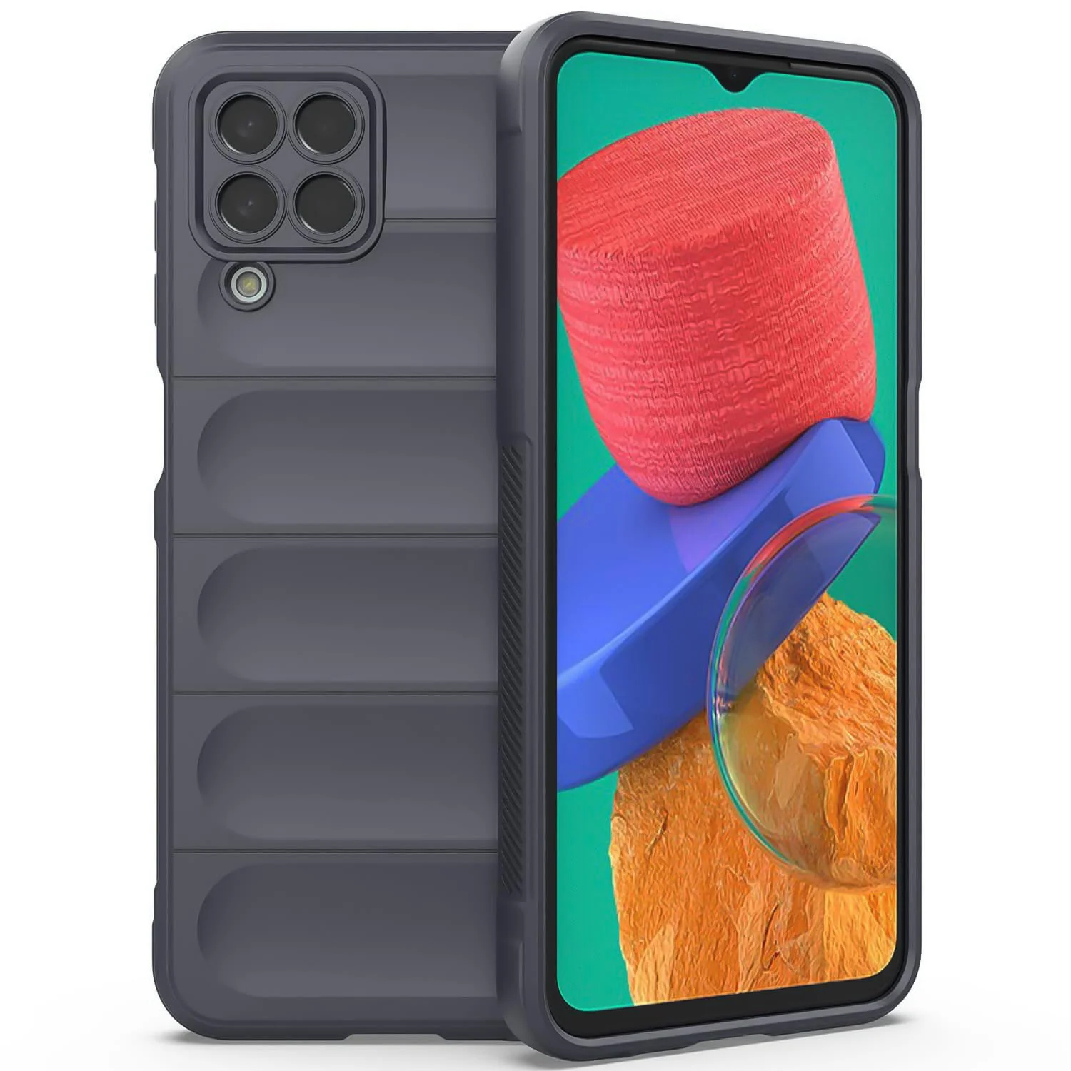 DL3 Mobilak Flexible Silicone and TPU Protective Case with Camera Protection for Samsung Galaxy M33 5G - Dark Gray