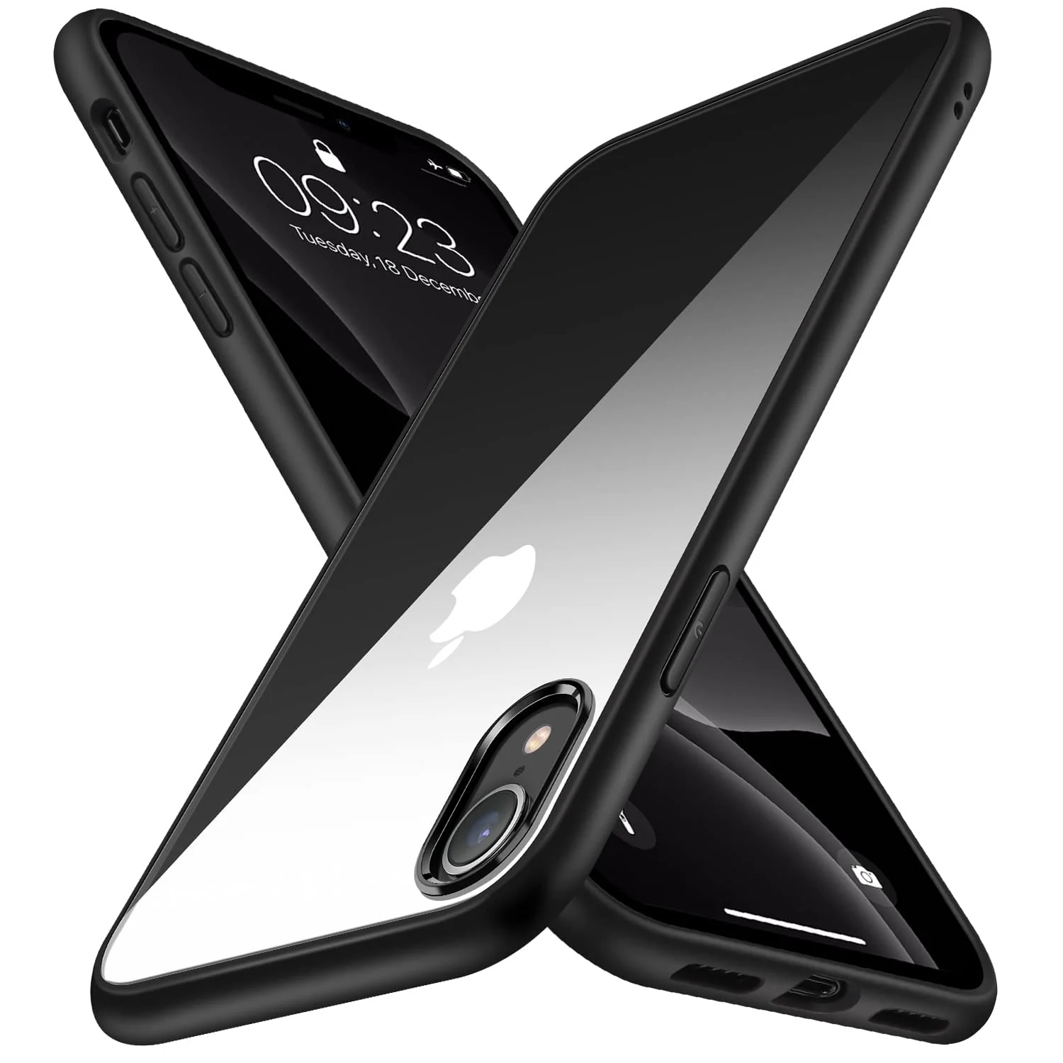 DL3 MOBILAK Case Compatible With iPhone XR, Clear Case Shockproof Hard PC +Soft Silicone [Not Yellowing] Transparent Protective Slim Case Phone - Black