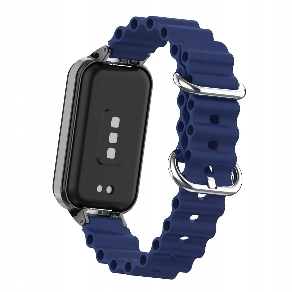 DL3 Mobilak Ocean Compatible with Xiaomi Redmi Band 2/Smart Band 8 Active, Adjustable Silicone Strap with Metal Buckle and Frame for Women Men - Blue
