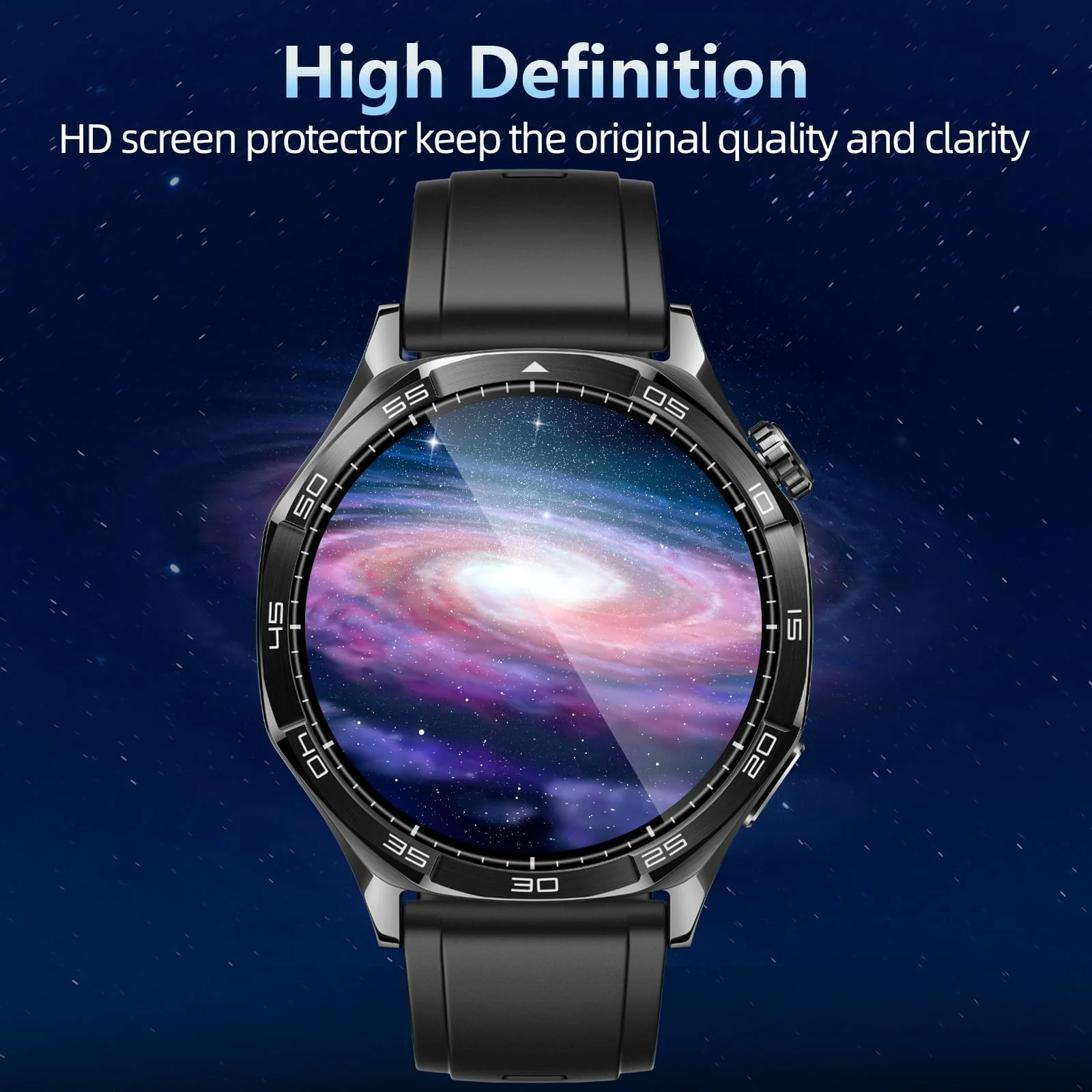 DL3 Mobilak Screen Protector For Huawei Watch GT 5 46mm, 3D Curved Soft Edge Protective Film [Anti-Scratch] [Bubble Free] [Ultra Shatterproof] [High Sensitive] (Not Glass) For Huawei Watch GT5 46mm - Black