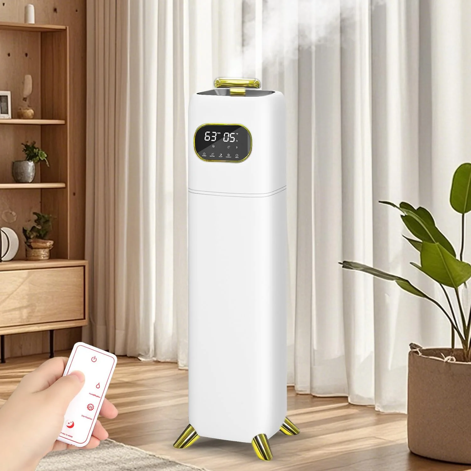 Mobigon Humidifiers for Bedroom Large Room - 8L Air Humidifier with Essential Oil Diffuser, Top Fill Cool Mist for Home Bedroom Baby Nursery Whole House Office Plant - White Gold