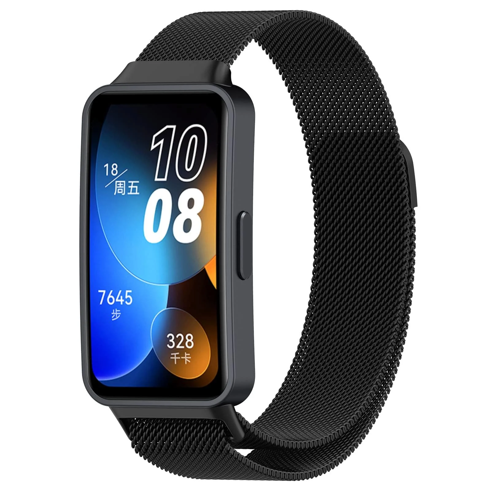 Dl3 Mobilak Replacement Band for Huawei Band 8 Replacement Strap Magnetic Metal Stainless Steel Replacement Strap for Men and Women Huawei Band 8 (Black)