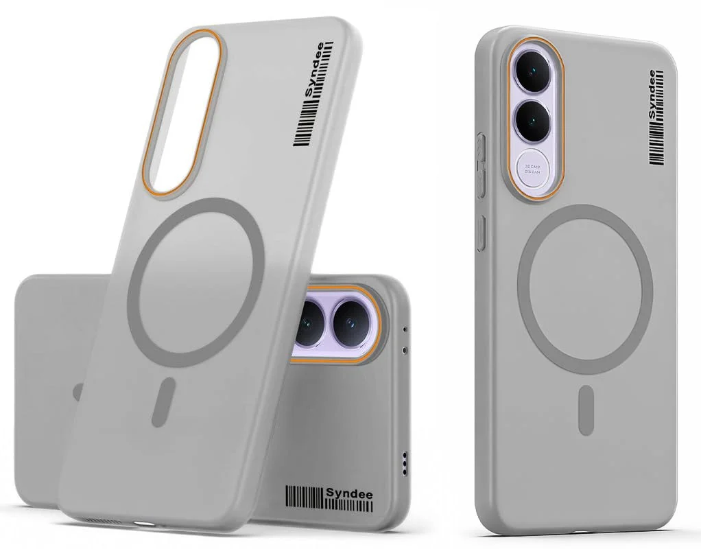 DL3 Mobilak Translucent Matte Case for vivo V70 FE, Compatible with MagSafe accessories, Shock-absorbing protection, Integrated ring holder - Gray
