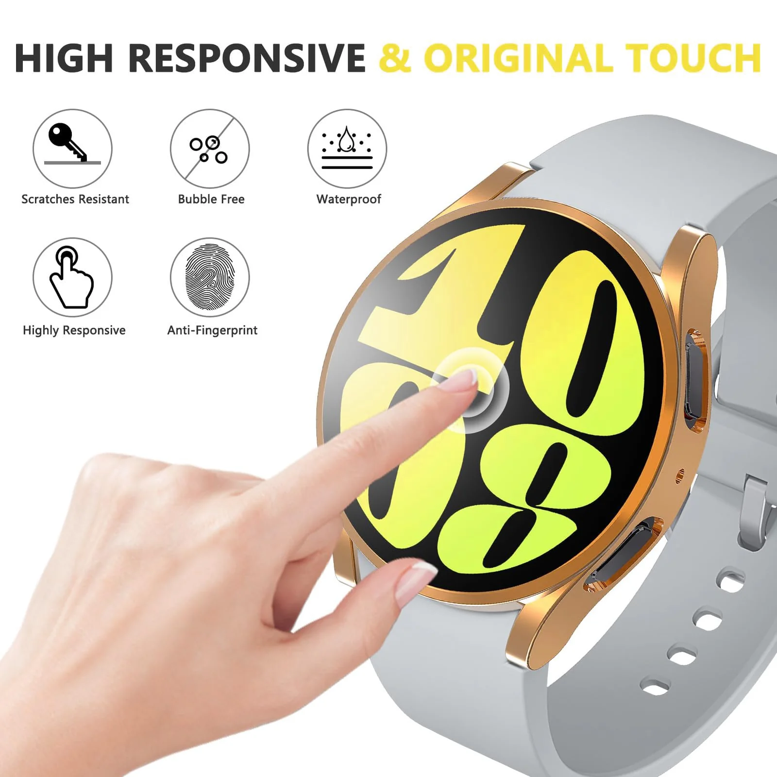 DL3 Mobilak Screen Protector Case for Samsung Galaxy Watch 6 44mm, Flexible TPU Cover Shockproof Protective Case Plated Bumper Shell Galaxy Watch 6 44mm - Rose Gold