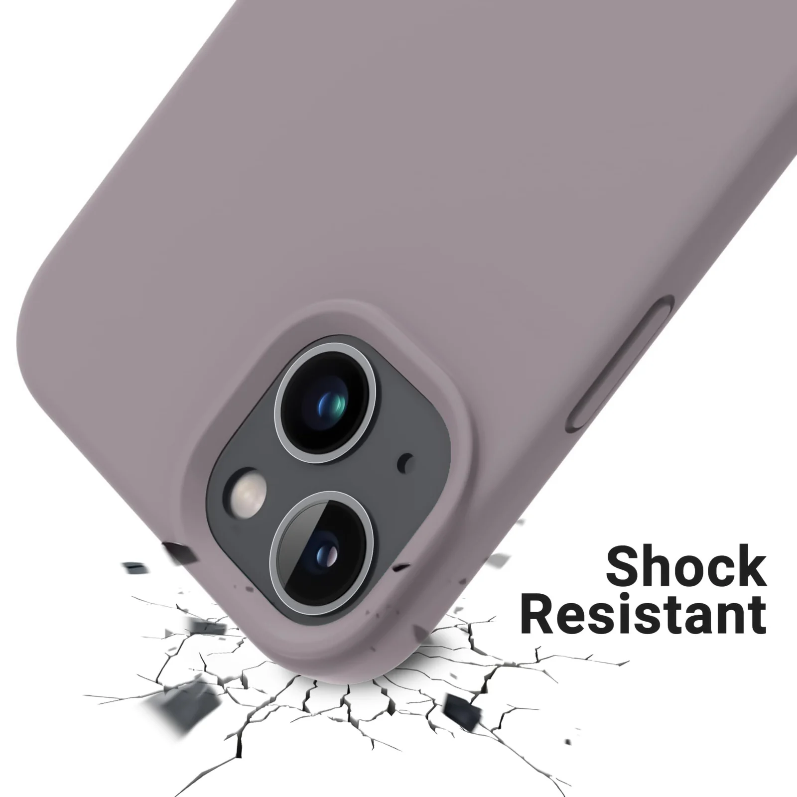 DL3 Mobilak Liquid Silicone Case for iPhone 15, Supports wireless charging, Shock-absorbing protection, Anti-fingerprint finish - Lavender Pink