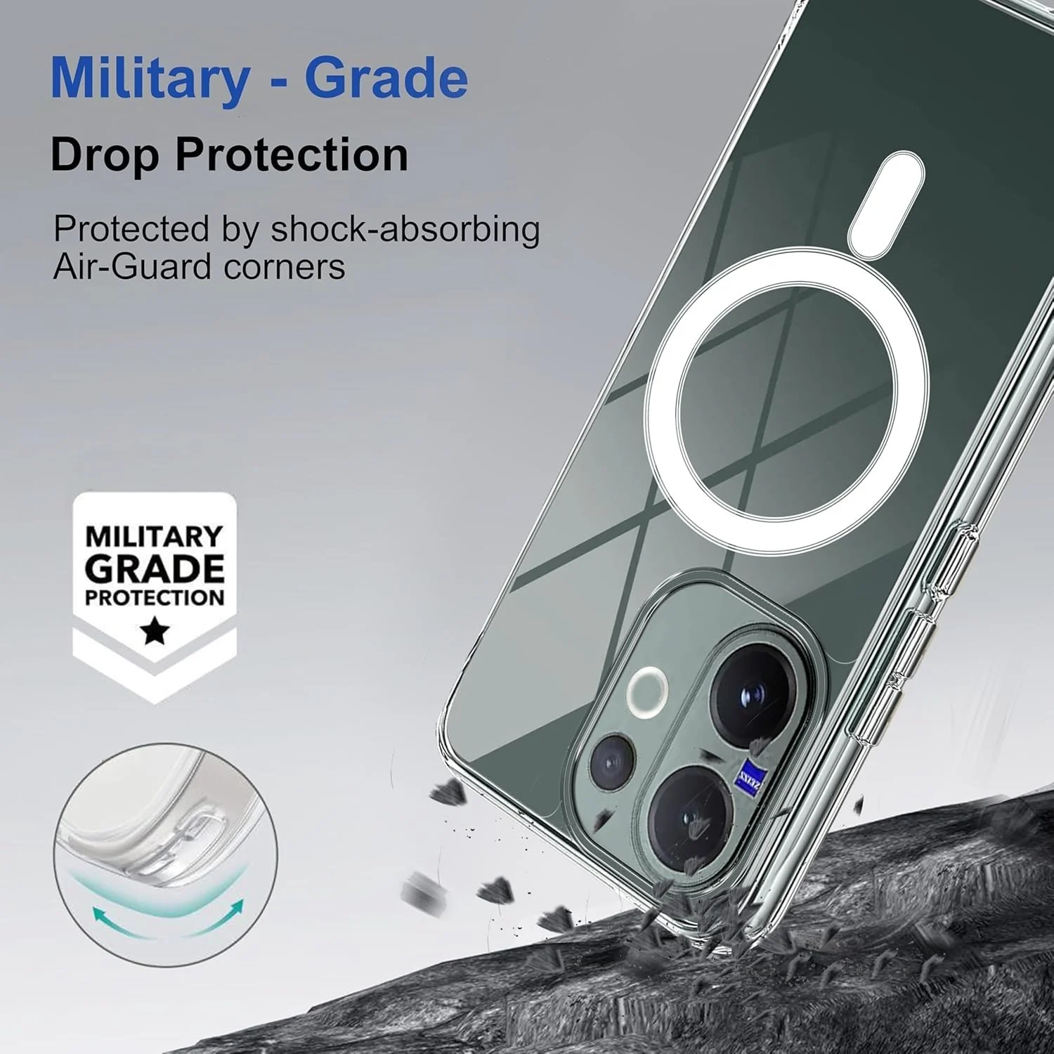 DL3 Mobilak for vivo V60 Case [Compatible with MagSafe] [Strong Magnet] [Non-Yellowing] Magnetic Slim Thin Bumper Phone Cover, Lightweight, and Durable - Clear