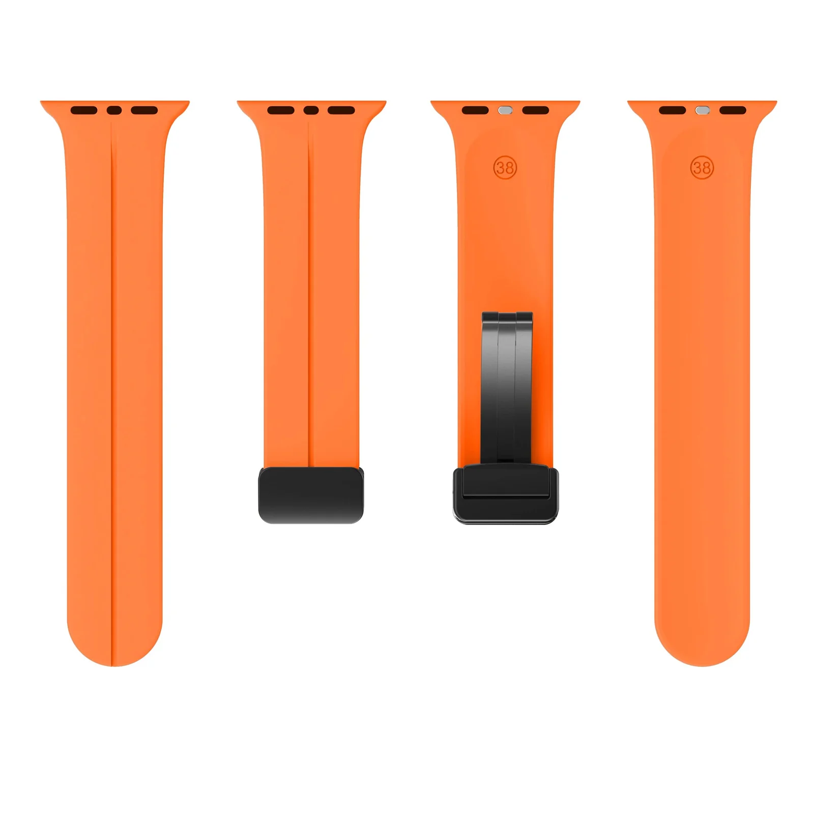 DL3 Mobilak Magnetic Bands for Apple Watch Ultra/Ultra 2 Band 49mm 45mm 44mm 42mm 41mm 40mm 38mm, Soft Sport Silicone Strap for iwatch Series 9/8/7/6/5/4 (Orange, 38mm/40mm/41mm), unisex-adult - Black