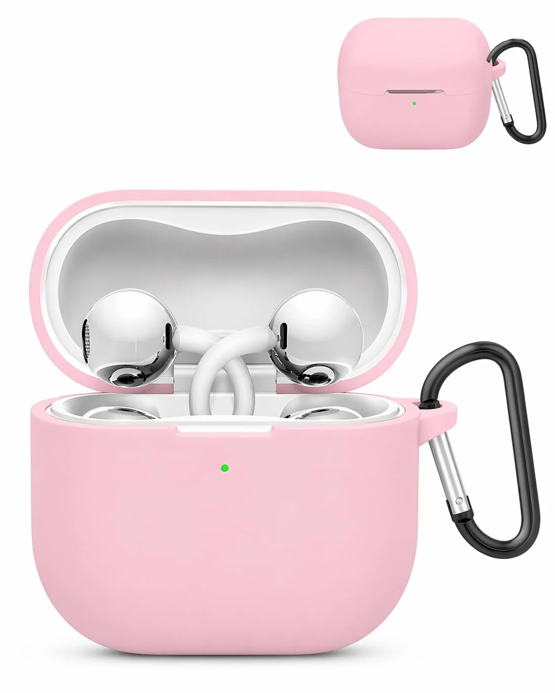 DL3 Mobilak Compatible with Huawei FreeClip 2 Case Cover, Soft Silicone Shockproof Protective Skin Case for Huawei Free Clip Wireless Earbuds with Carabiner, Front LED Visible - Pink