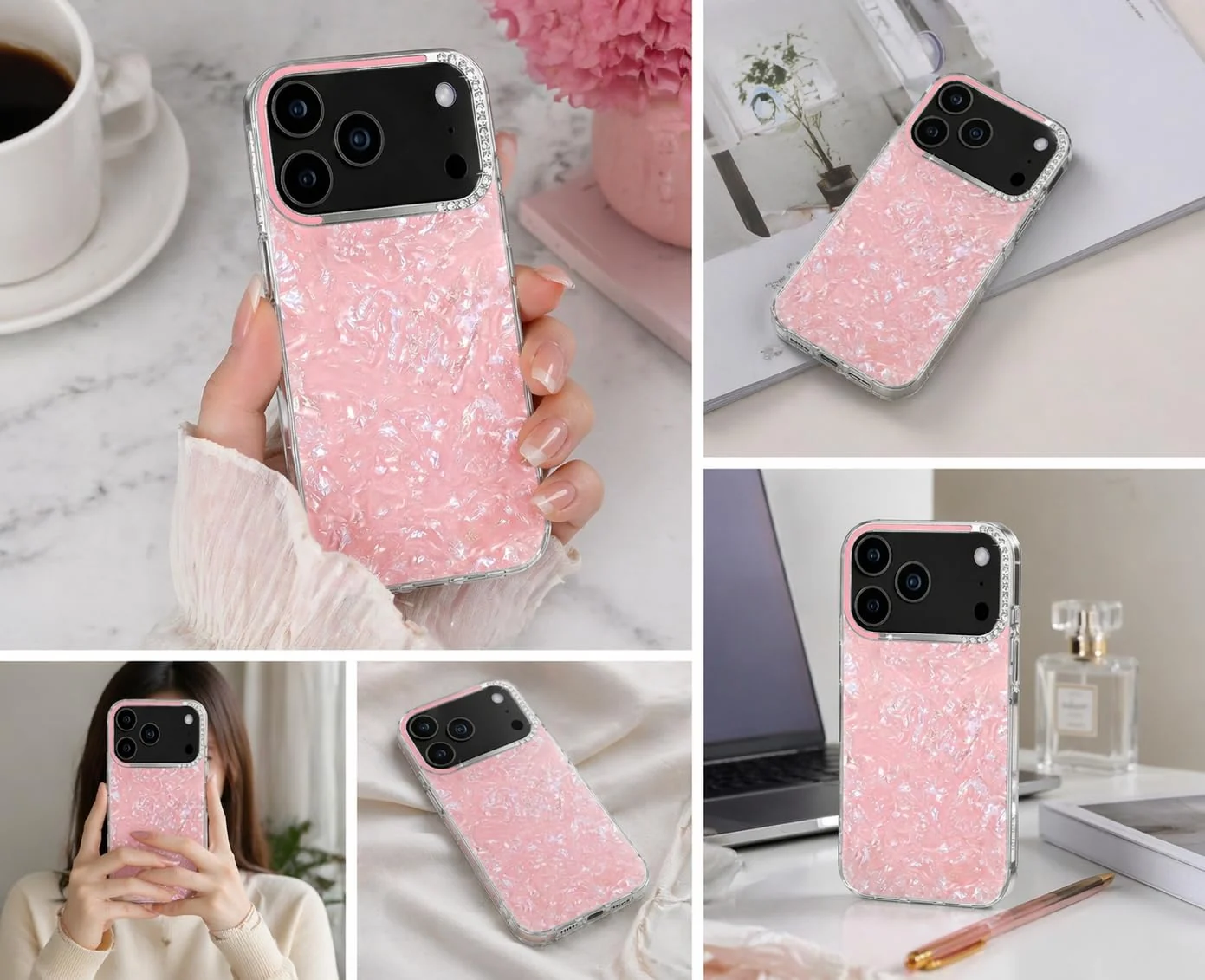 DL3 Mobilak Glitter Rhinestone Protective Case for iPhone XS Max with Shockproof Design - Pink