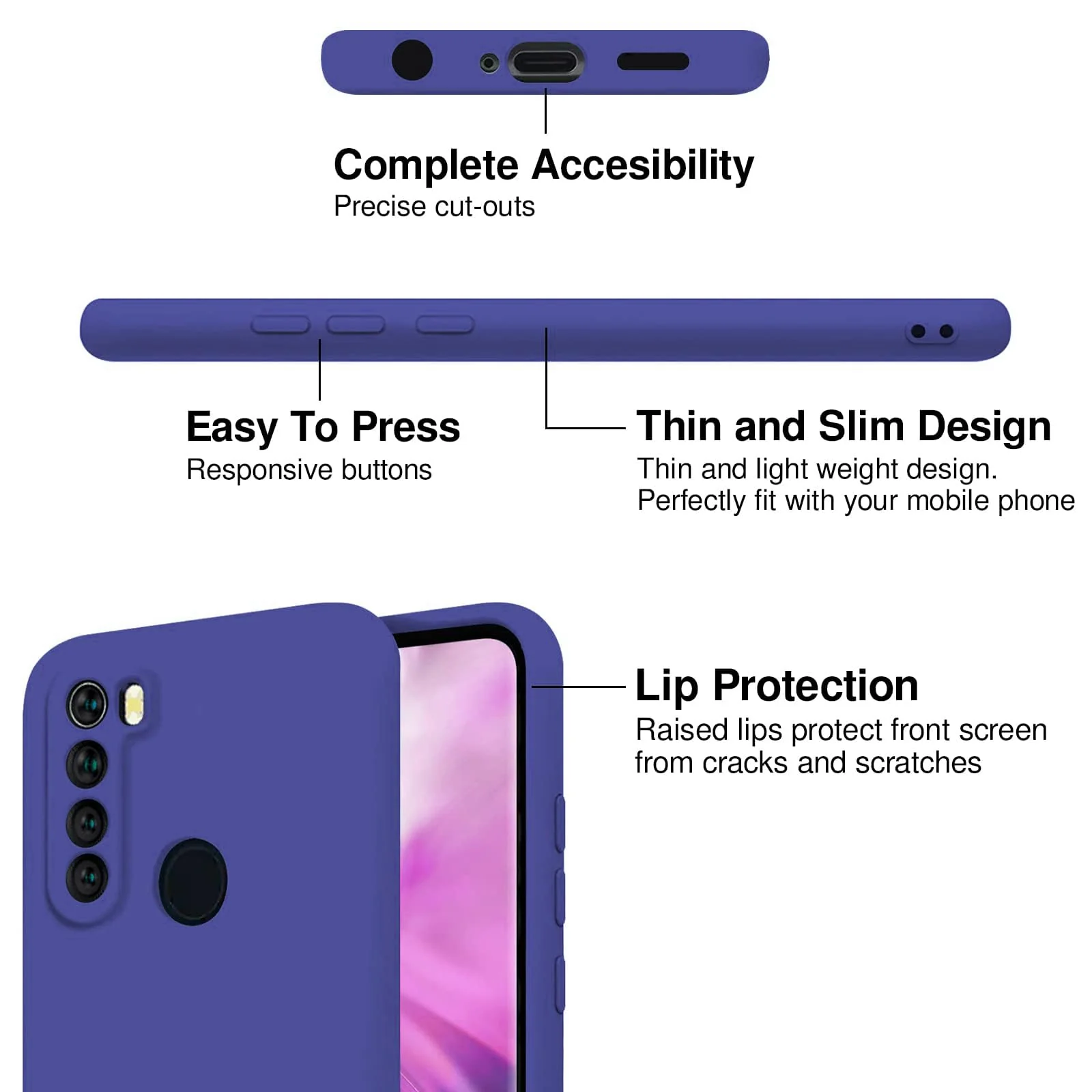 DL3 Mobilak Soft Silicone Protective Case for Xiaomi Redmi Note 8 with Microfiber Lining and Shockproof Design - Light Blue
