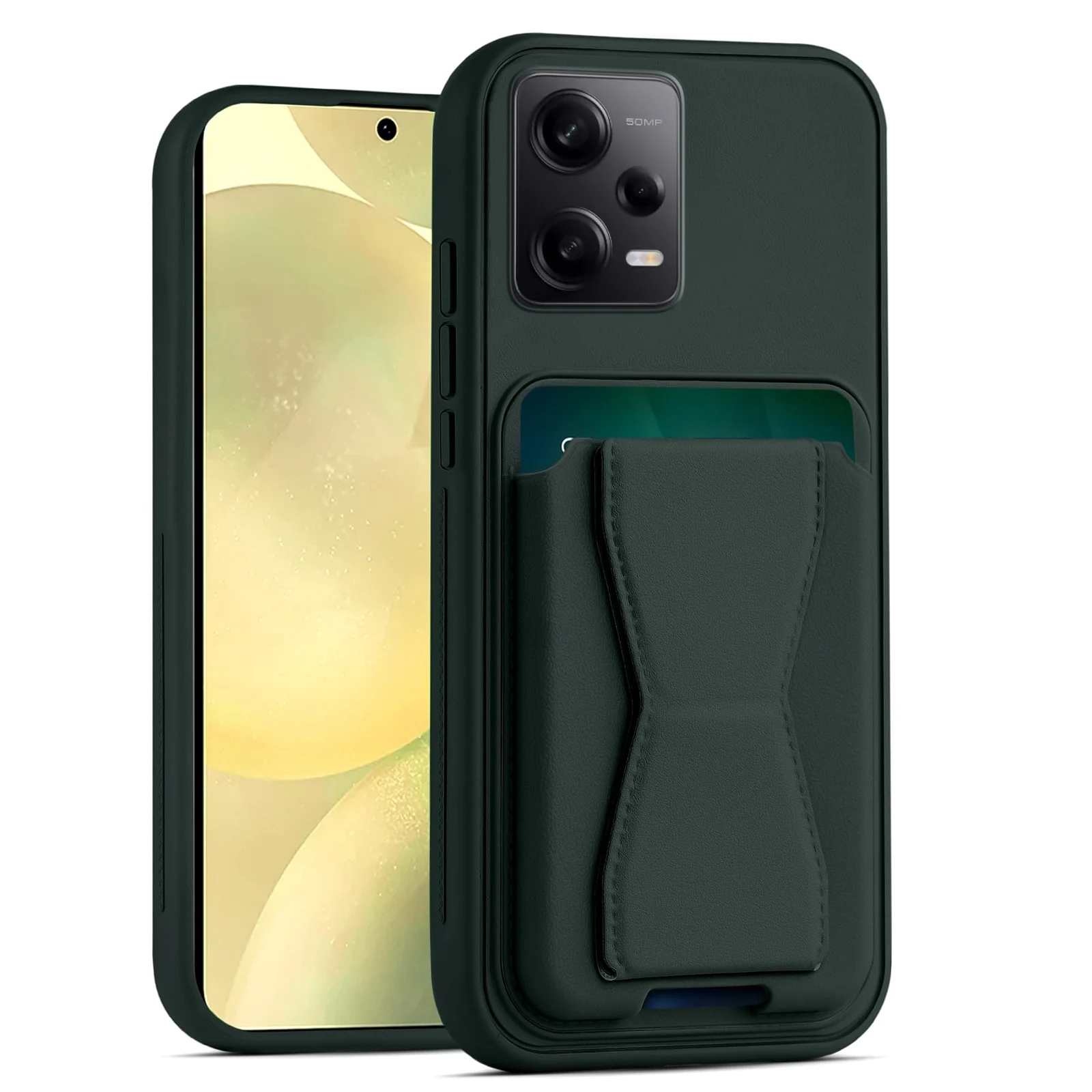DL3 Mobilak Leather Wallet Case for Xiaomi Redmi Note 14 4G (Not 5G), Camera protection, Shock-absorbing protection, Built-in kickstand - Dark Green
