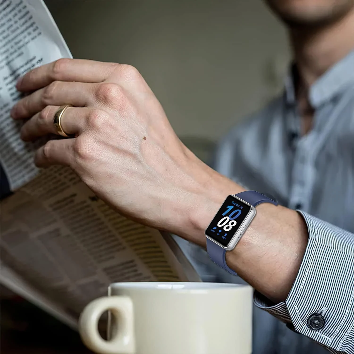 DL3 MOBILAK Silicone Bracelet for Samsung Galaxy Fit 3 Strap, Soft Silicone Sport Replacement Strap For Women/Men, Adjustable Waterproof Sports Band - Midnight Blue