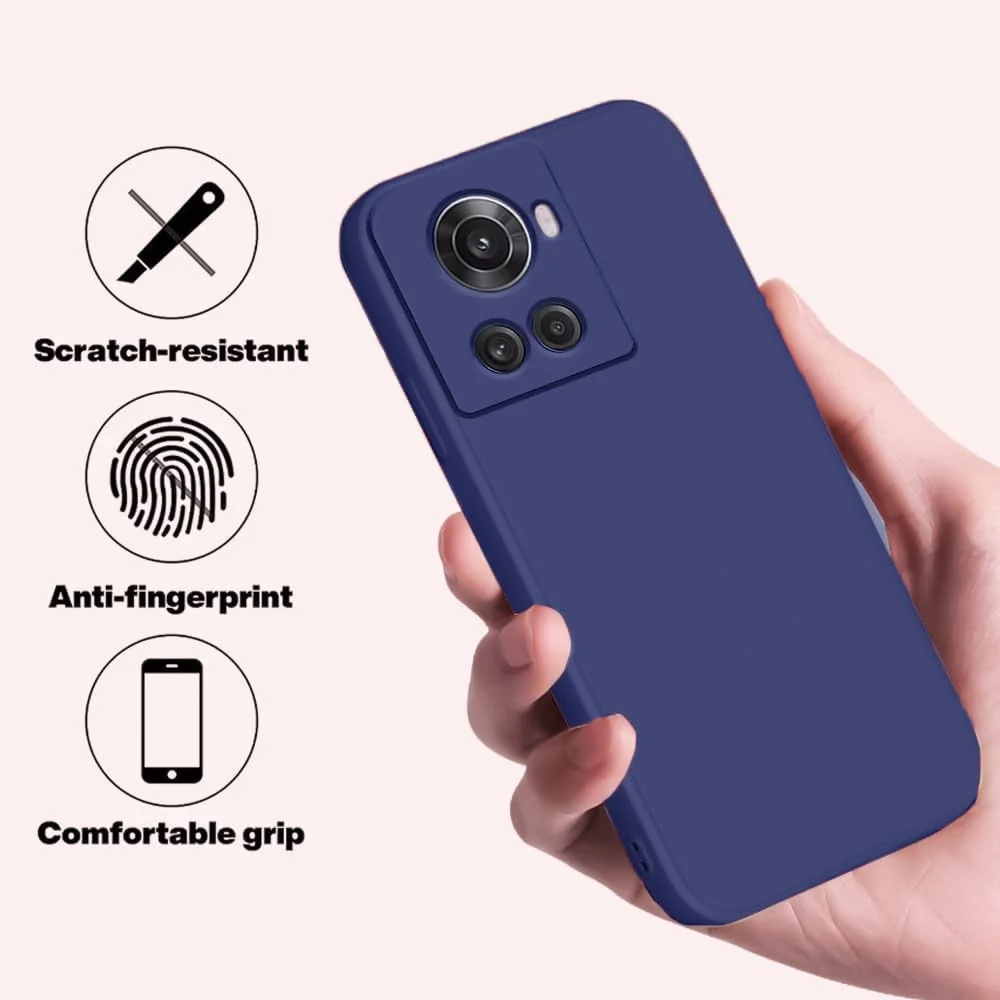DL3 Mobilak Soft Silicone Protective Case for OnePlus 10R with Microfiber Lining and Shockproof Design - Blue