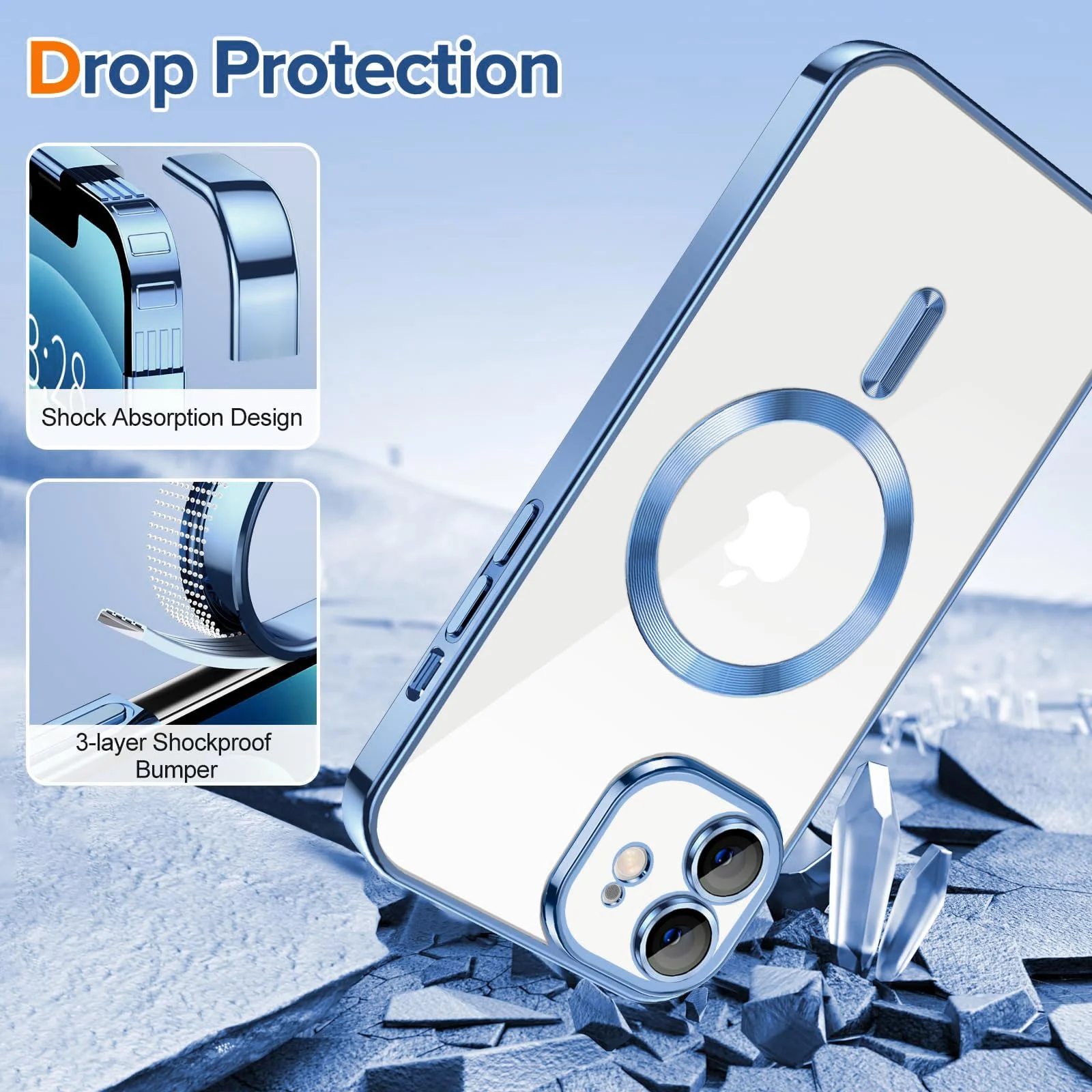 DL3 Mobilak Clear MagSafe-Compatible Magnetic Case for iPhone 11 with Camera Protection - Sierra Blue