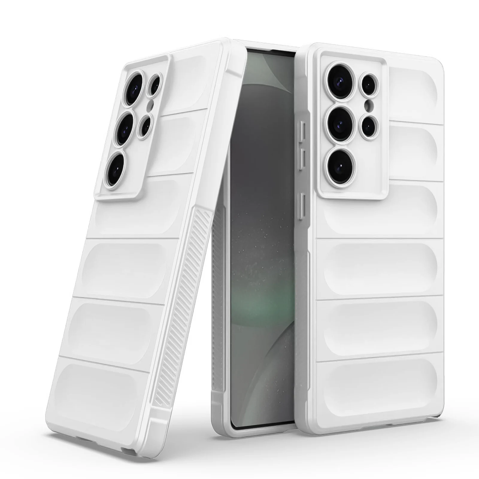 DL3 Mobilak Flexible Silicone and TPU Protective Case with Camera Protection for Samsung Galaxy S25 Ultra - White