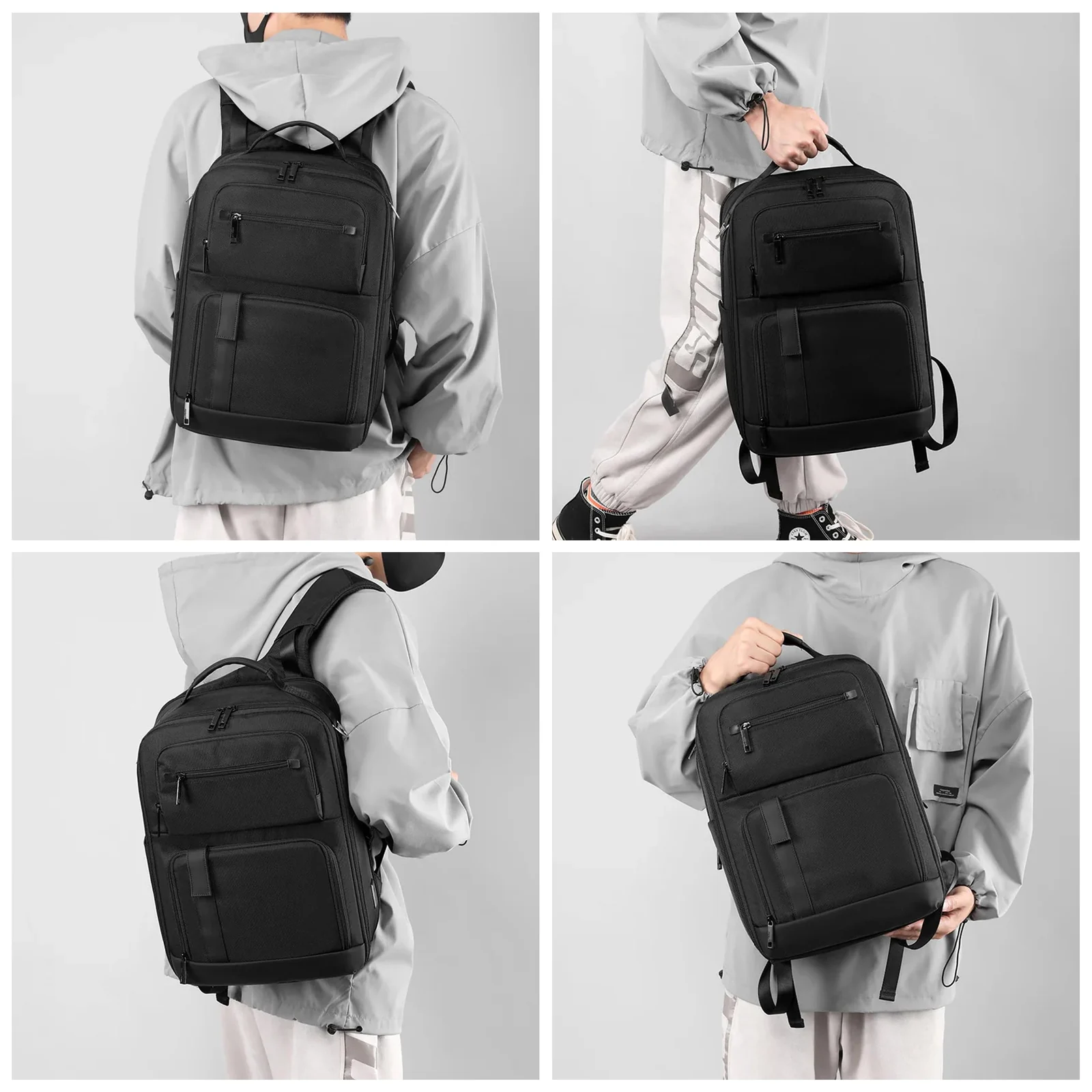 Mobigon 17 Inch Laptop Backpack Durable Business Computer Travel Backpack with USB Charging Port, Lightweight Casual Bag Daypack for College School Work Office Men, MacBooks, Surface - Black