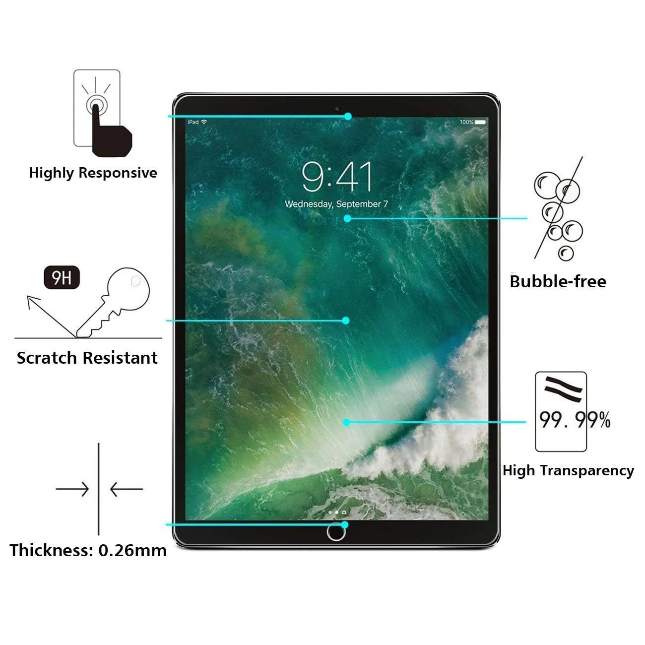 DL3 Mobilak Screen Protector For iPad Pro 12.9-Inch (2015/2017 Model, 1st/2nd Generation), Tempered Glass Film [HD Crystal ] [Easy Installation] [Scratch Resistant] [9H Hardness] - Clear