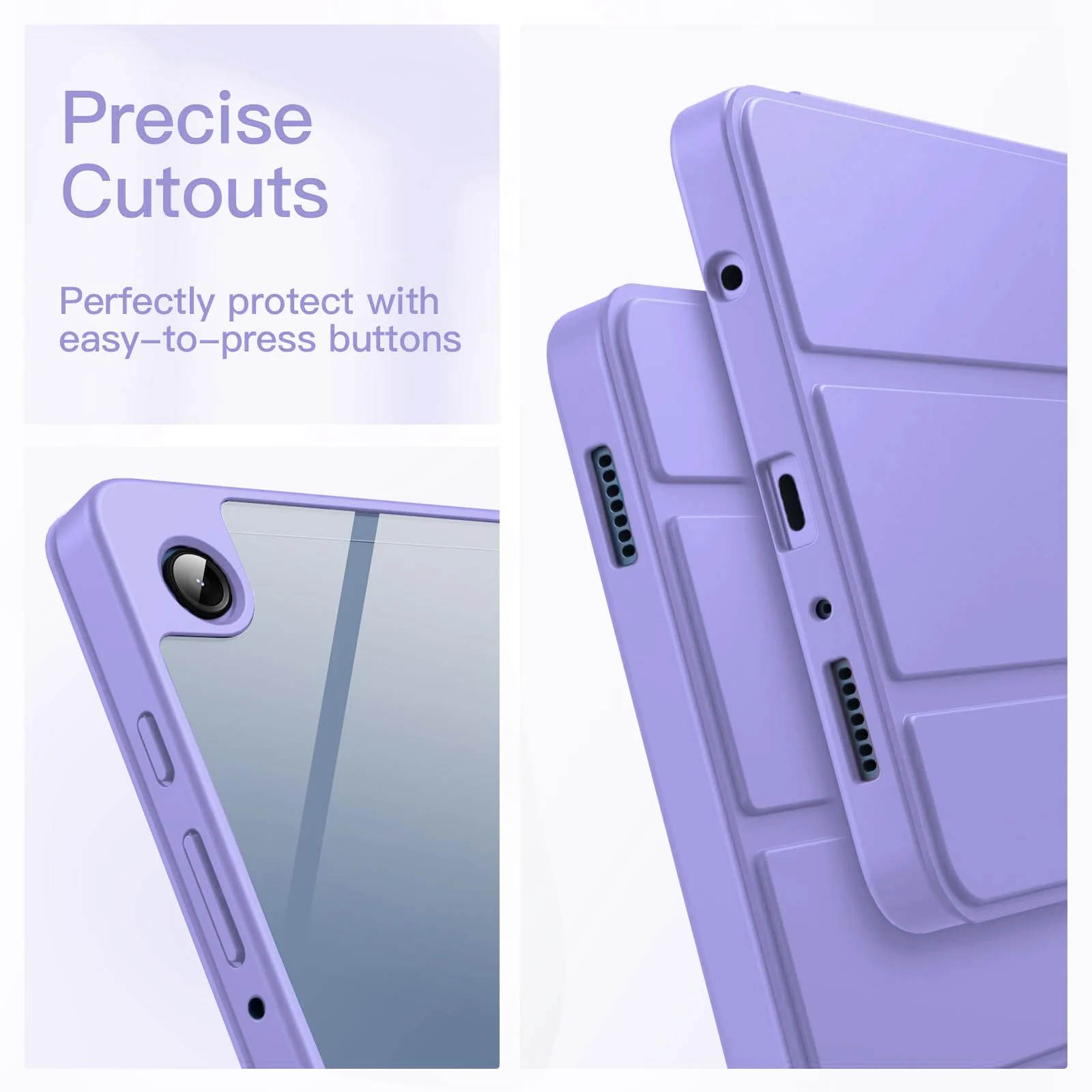 DL3 Mobilak Samsung Galaxy Tab A9 Cover Case 8.7 inch Tablet Cover [SM-X110/X115/X117] Case with Pen Holder, Soft TPU Back Trifold Stand Protective Smart Cover Flip, Auto Wake & Sleep - Lavender